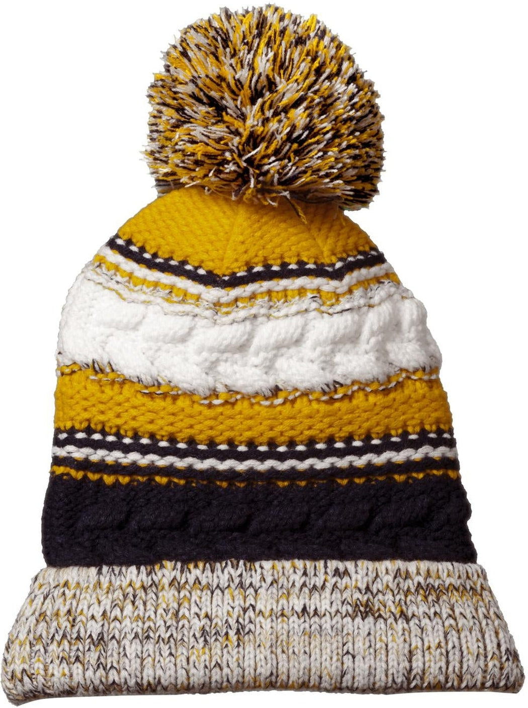 Sport-Tek Pom Pom Team Beanie-Regular-Sport-Tek-True Navy/Gold/White-OSFA-Thread Logic