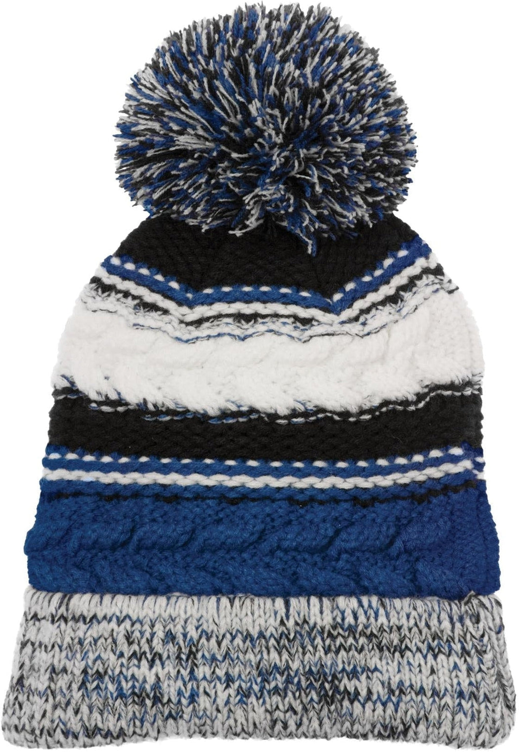 Sport-Tek Pom Pom Team Beanie-Regular-Sport-Tek-True Royal/Black/White-OSFA-Thread Logic