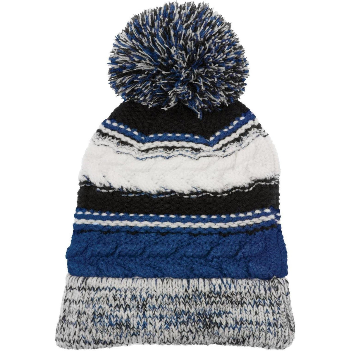 no-logo Sport-Tek Pom Pom Team Beanie-Regular-Sport-Tek-True Royal/Black/White-OSFA-Thread Logic