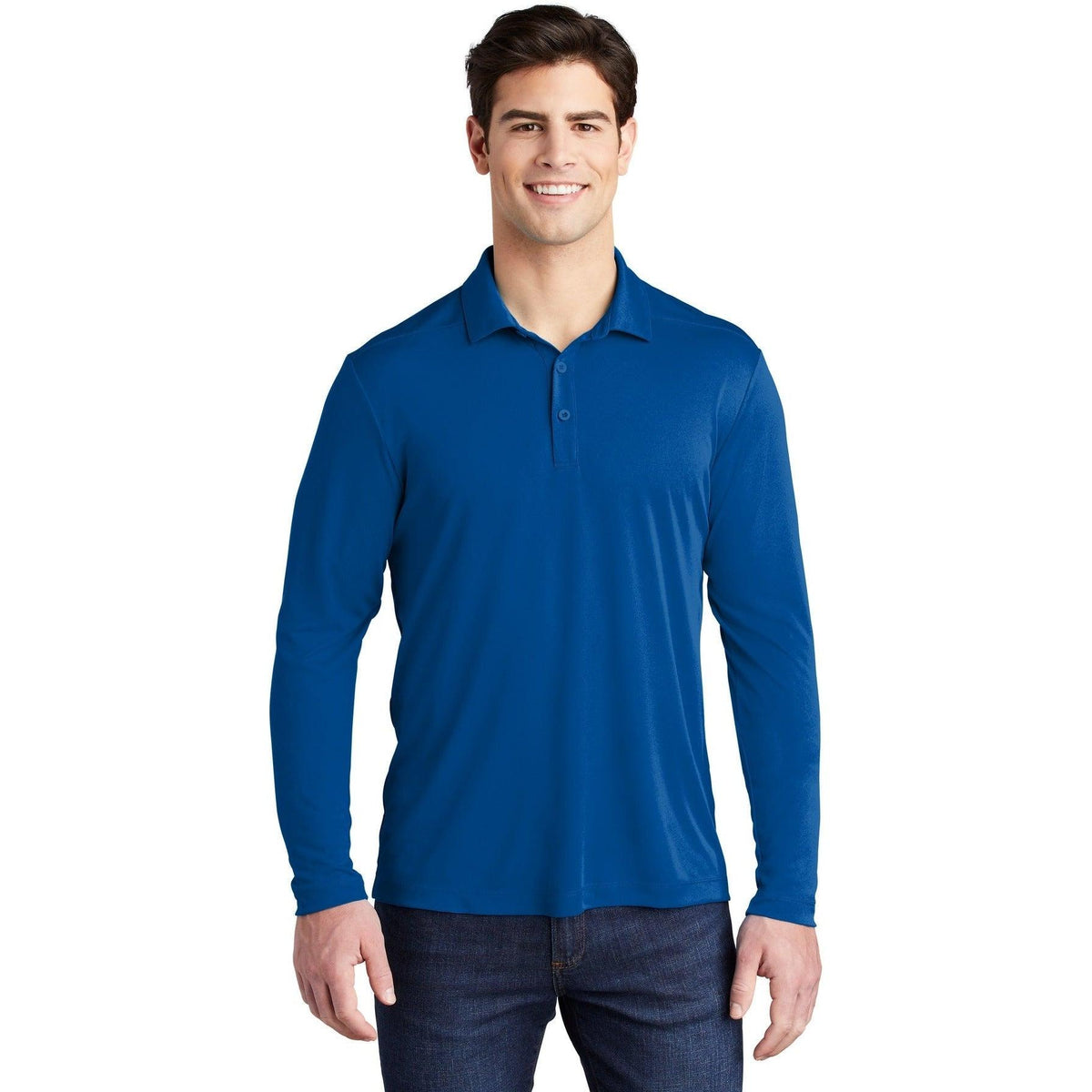no-logo Sport-Tek Posi-UV Pro Long Sleeve Polo-Regular-Sport-Tek-True Royal-S-Thread Logic