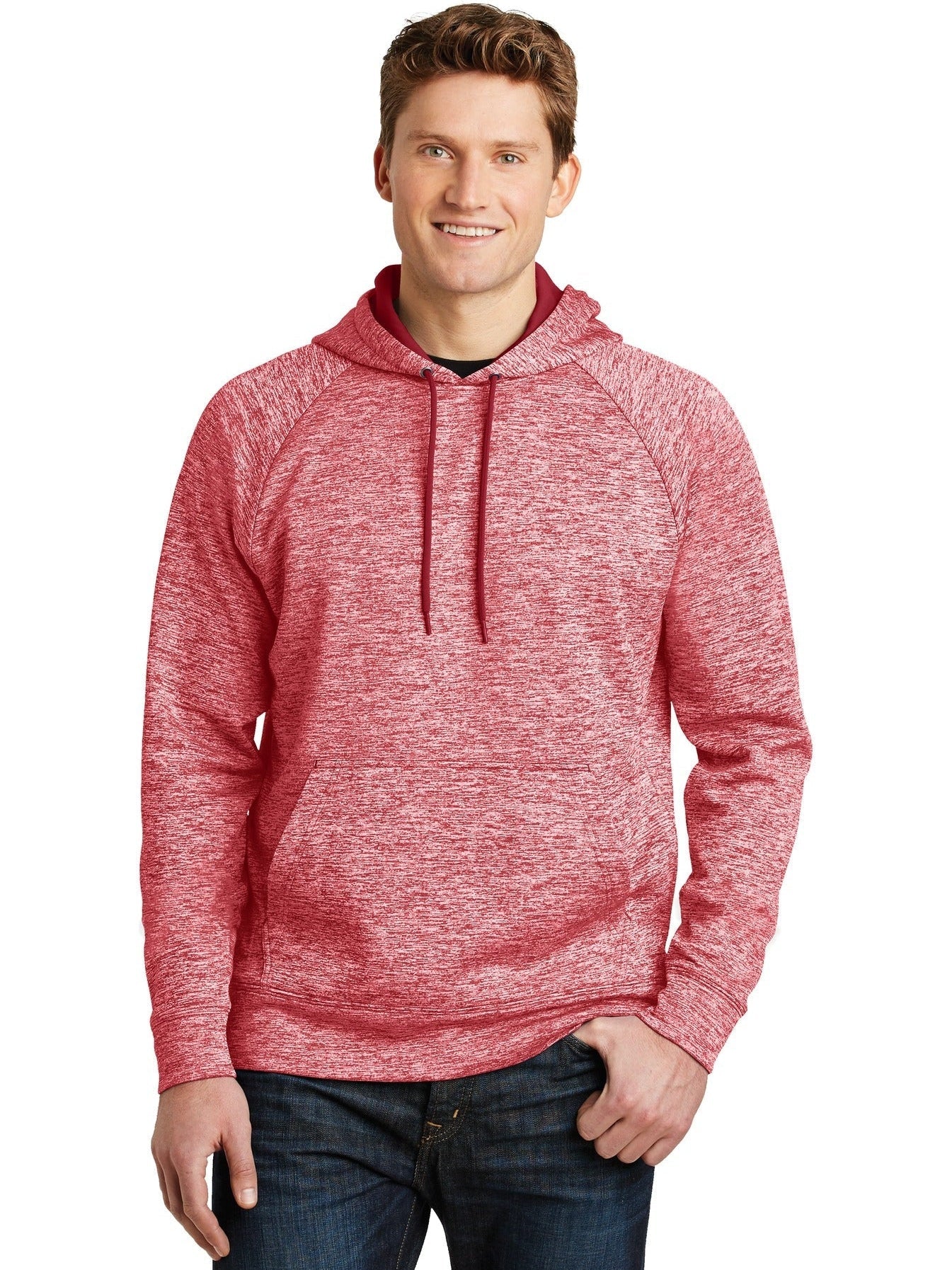 Sport-Tek PosiCharge Electric Heather Fleece Hooded Pullover-Regular-Sport-Tek-Deep Red Electric-S-Thread Logic
