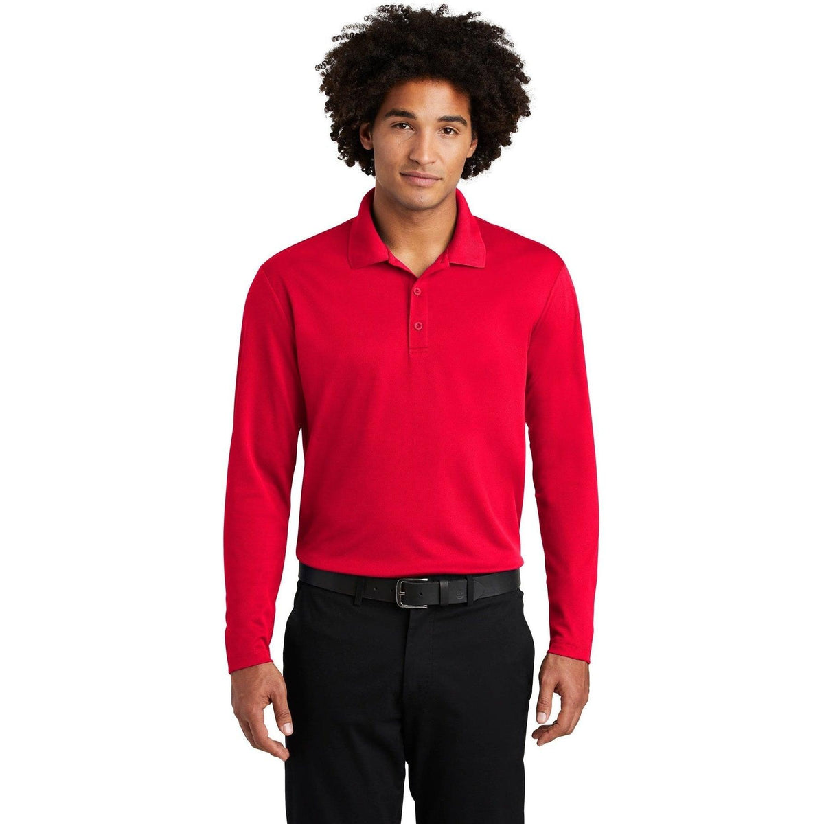 no-logo Sport-Tek PosiCharge RacerMesh Long Sleeve Polo-Polos-Sport-Tek-True Red-S-Thread Logic