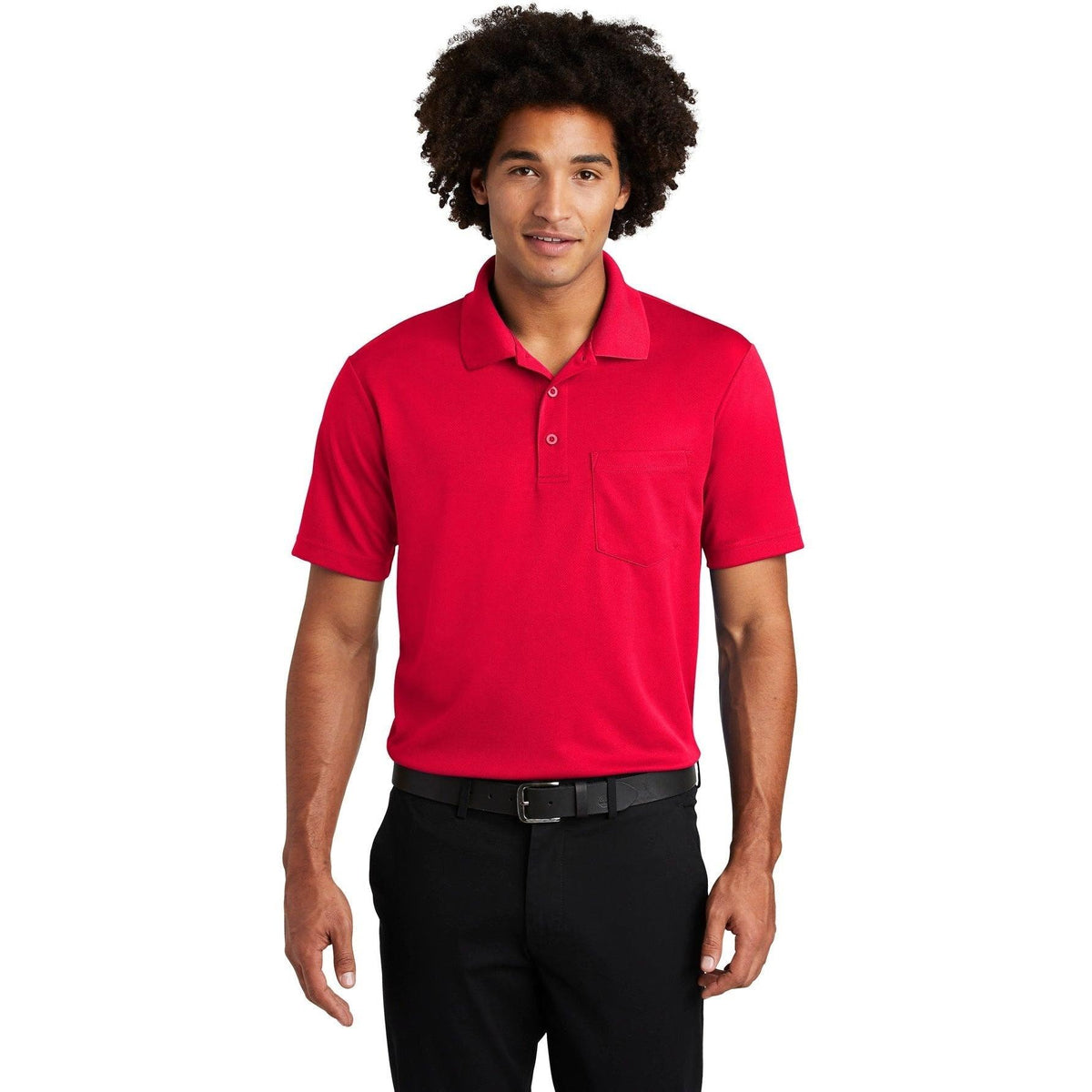 no-logo Sport-Tek PosiCharge RacerMesh Pocket Polo-Regular-Sport-Tek-True Red-S-Thread Logic