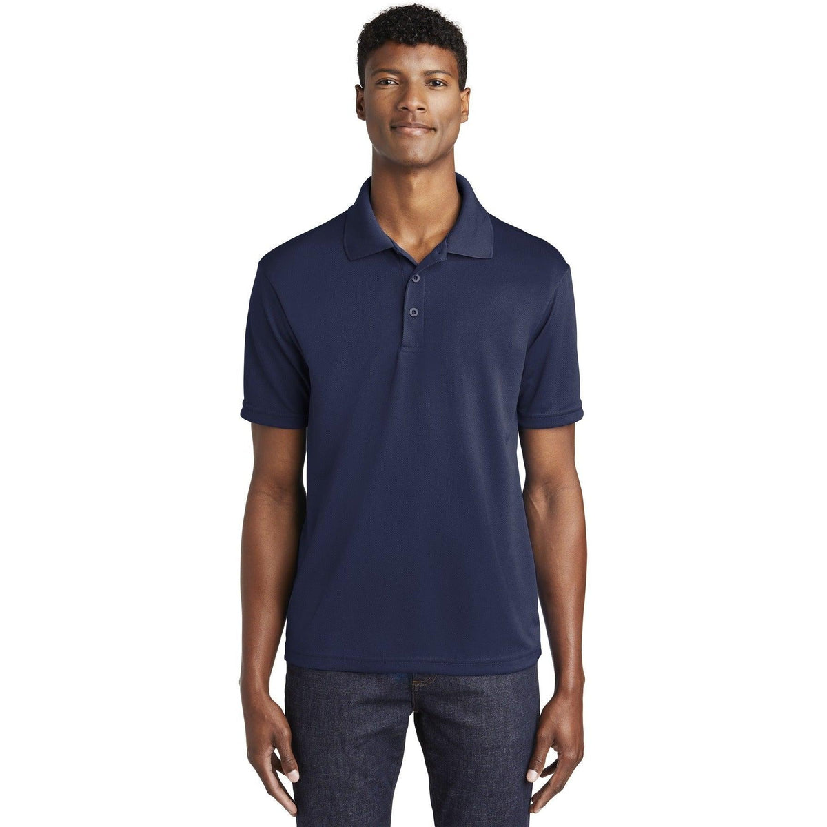 logo-left Sport-Tek PosiCharge RacerMesh Polo-Regular-Sport-Tek-True Navy-S-Thread Logic