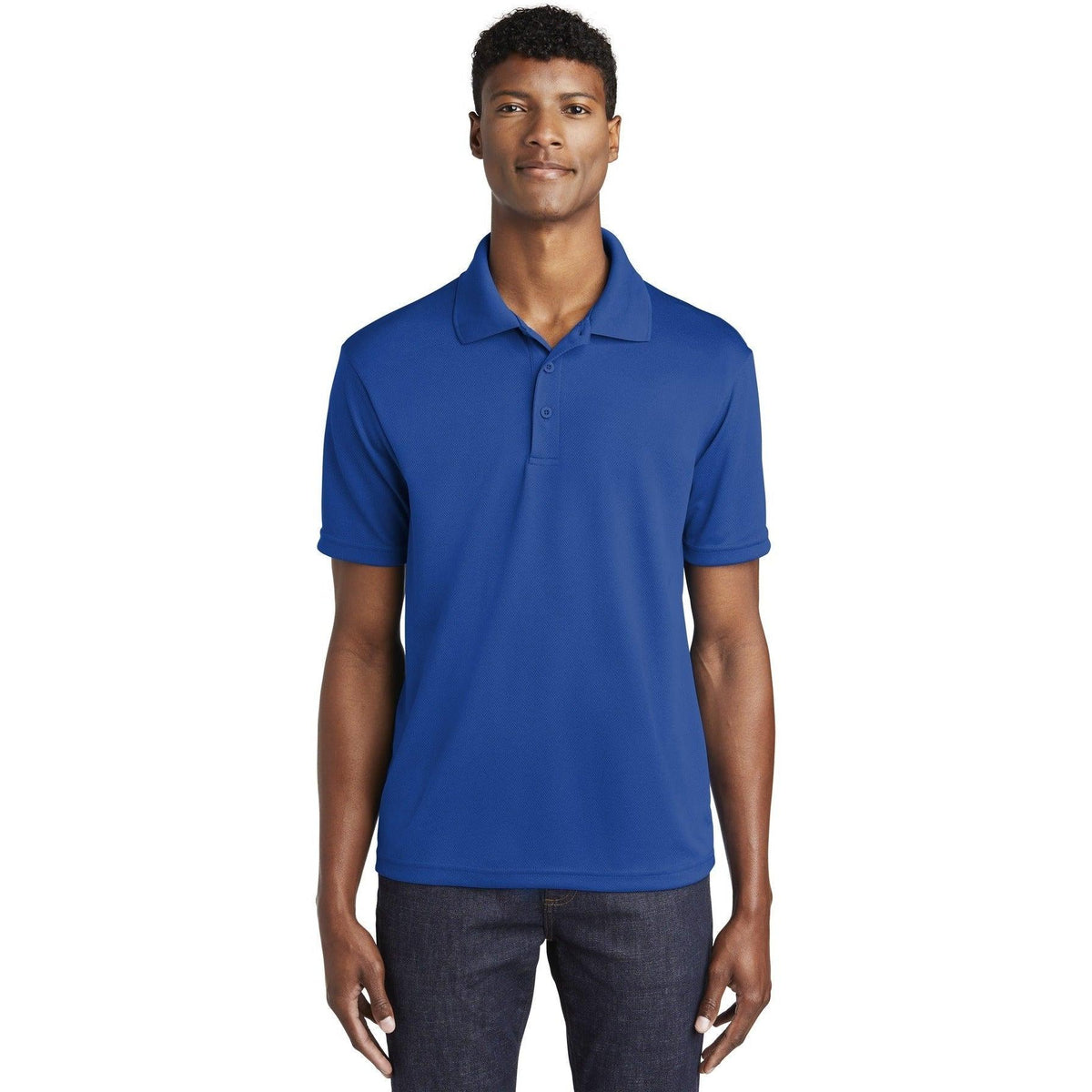 logo-left Sport-Tek PosiCharge RacerMesh Polo-Regular-Sport-Tek-True Royal-S-Thread Logic