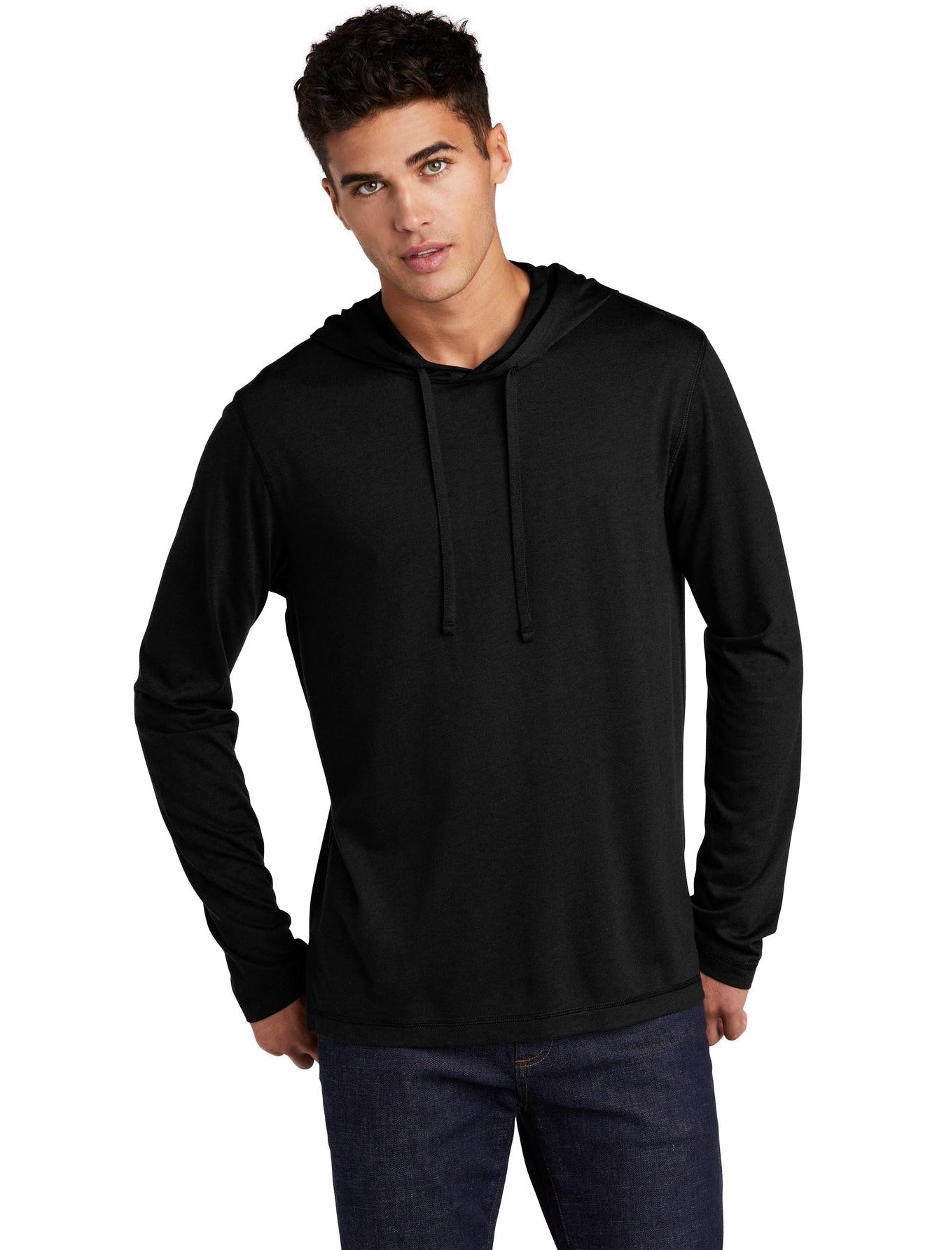 Sport-Tek PosiCharge Tri-Blend Wicking Long Sleeve Hoodie-Regular-Sport-Tek-Black Triad Solid-S-Thread Logic