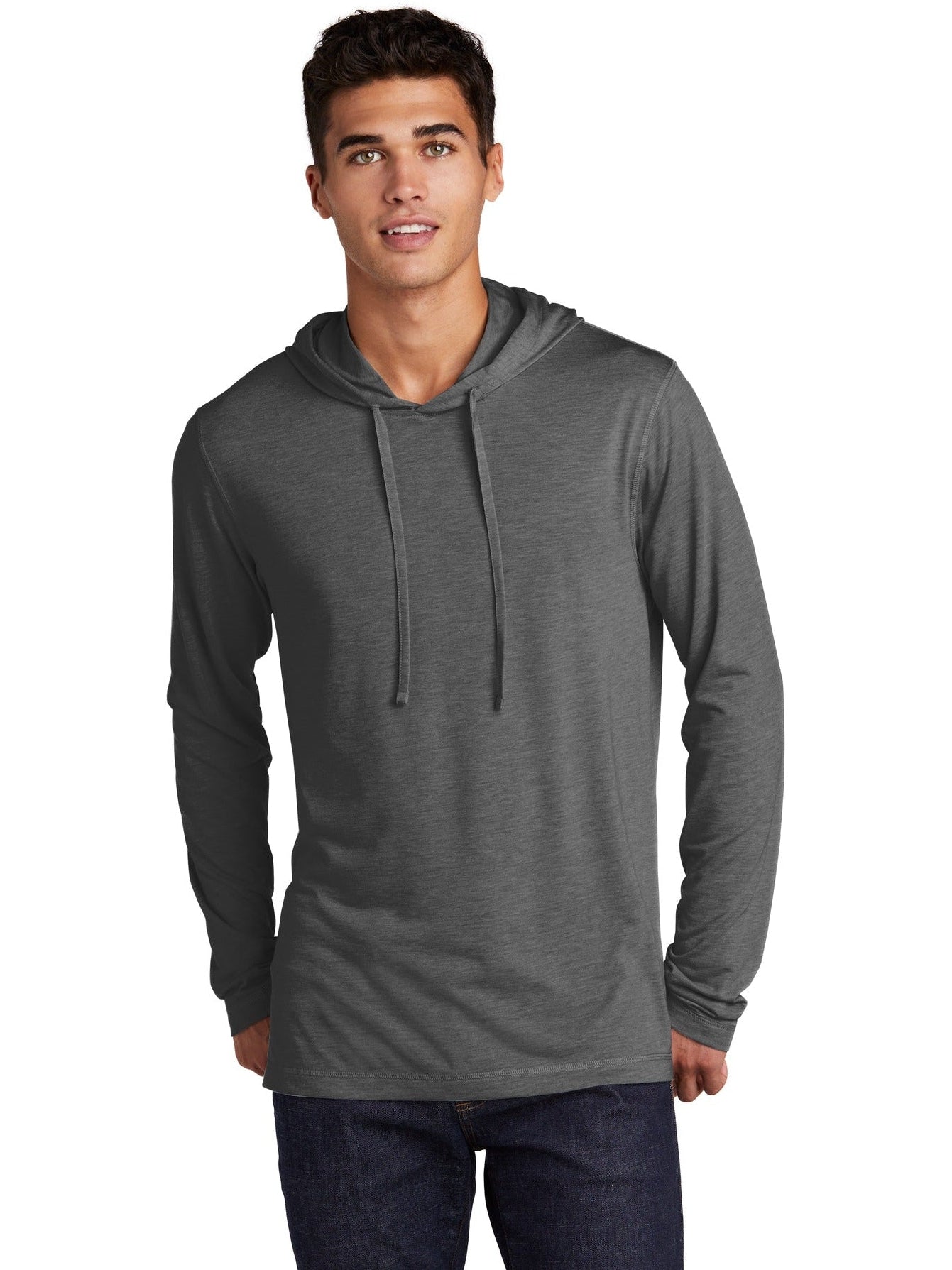 Sport-Tek PosiCharge Tri-Blend Wicking Long Sleeve Hoodie-Regular-Sport-Tek-Dark Grey Heather-S-Thread Logic