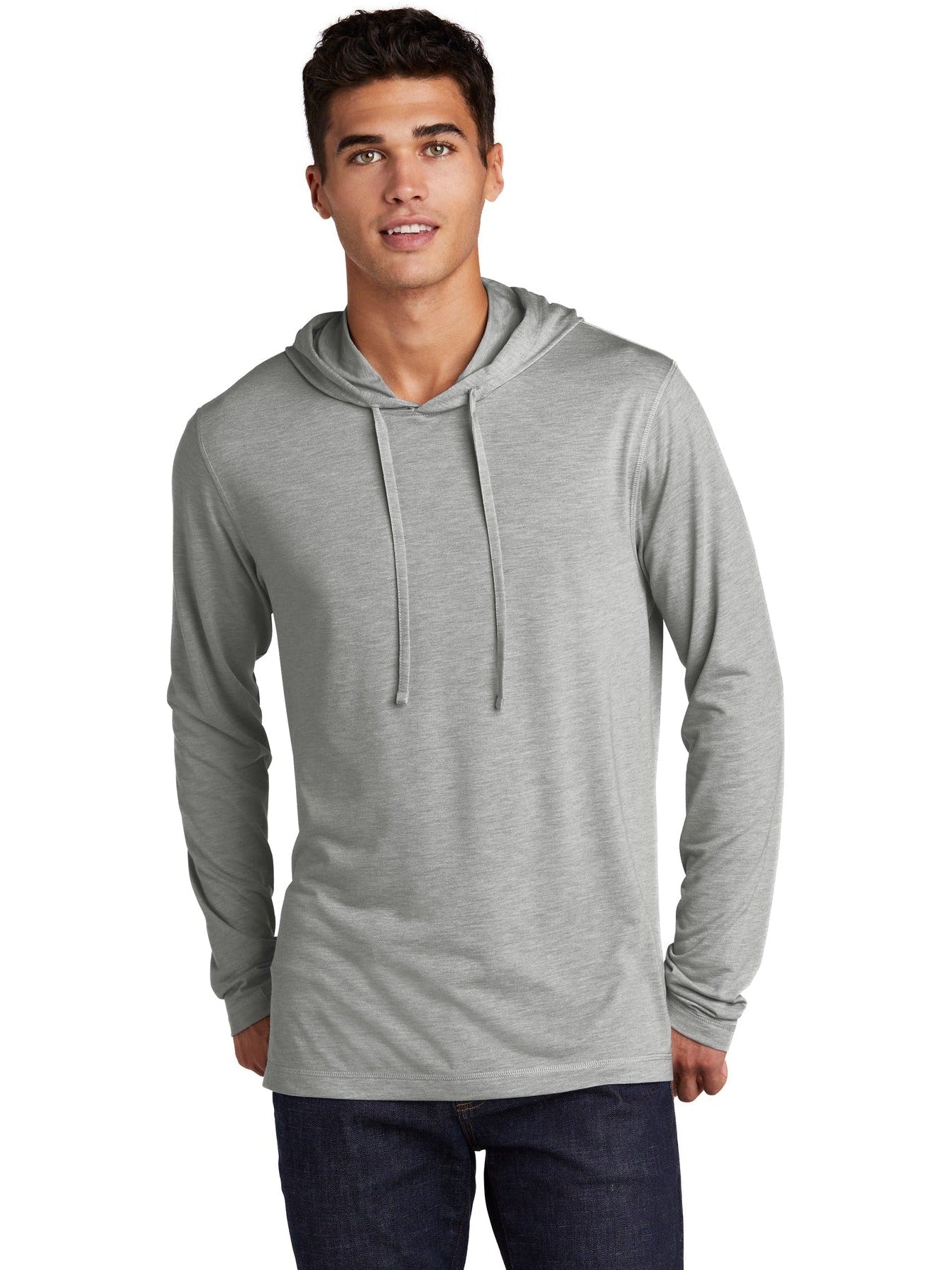 Sport-Tek PosiCharge Tri-Blend Wicking Long Sleeve Hoodie-Regular-Sport-Tek-Light Grey Heather-S-Thread Logic