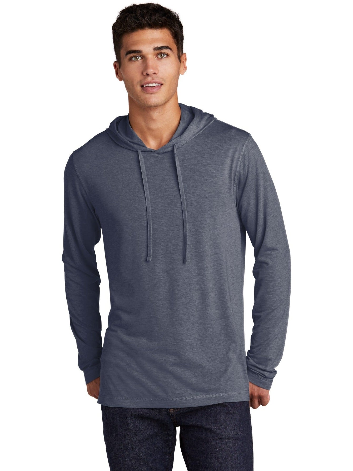 Sport-Tek PosiCharge Tri-Blend Wicking Long Sleeve Hoodie-Regular-Sport-Tek-True Navy Heather-S-Thread Logic