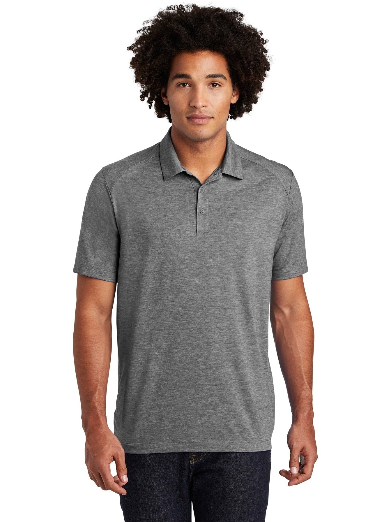 Sport-Tek PosiCharge Tri-Blend Wicking Polo-Regular-Sport-Tek-Dark Grey Heather-S-Thread Logic