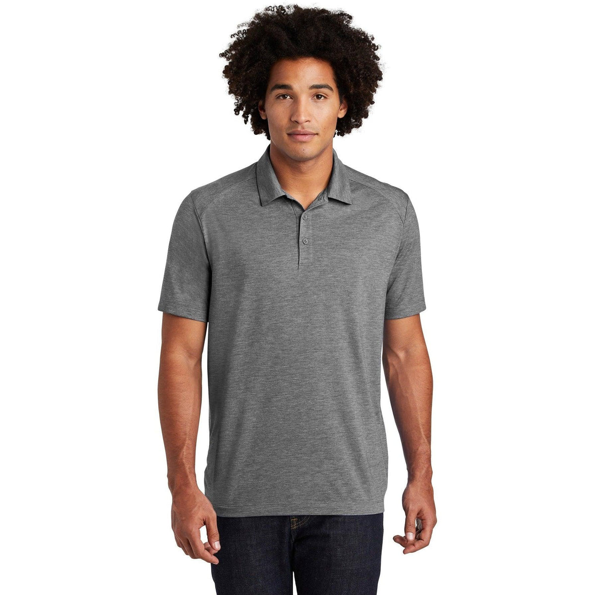 no-logo Sport-Tek PosiCharge Tri-Blend Wicking Polo-Regular-Sport-Tek-Dark Grey Heather-S-Thread Logic