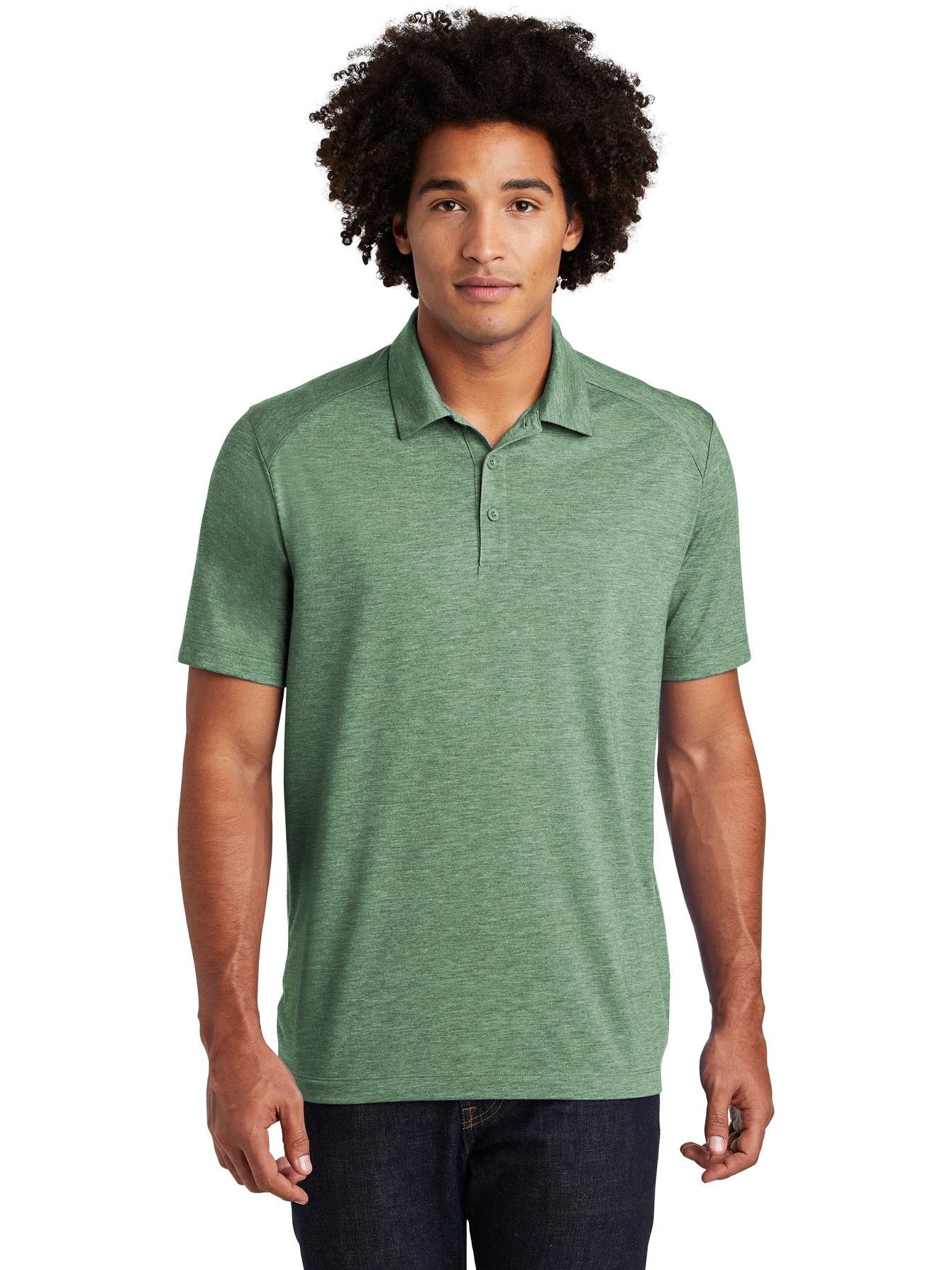 Sport-Tek PosiCharge Tri-Blend Wicking Polo-Regular-Sport-Tek-Forest Green Heather-S-Thread Logic