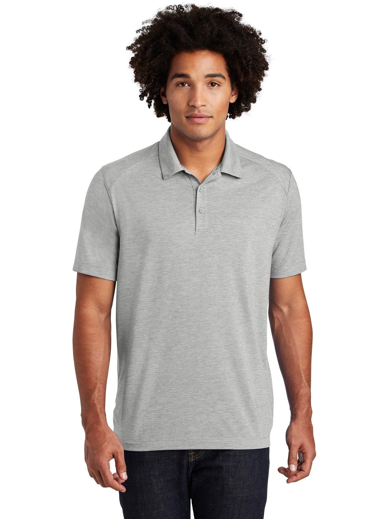 Sport-Tek PosiCharge Tri-Blend Wicking Polo-Regular-Sport-Tek-Light Grey Heather-S-Thread Logic
