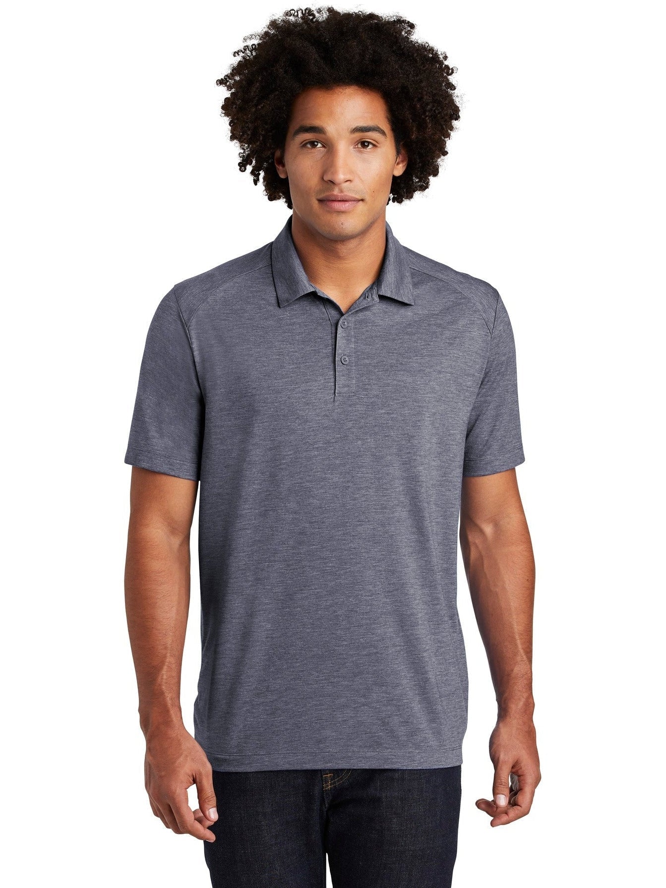 Sport-Tek PosiCharge Tri-Blend Wicking Polo-Regular-Sport-Tek-True Navy Heather-S-Thread Logic