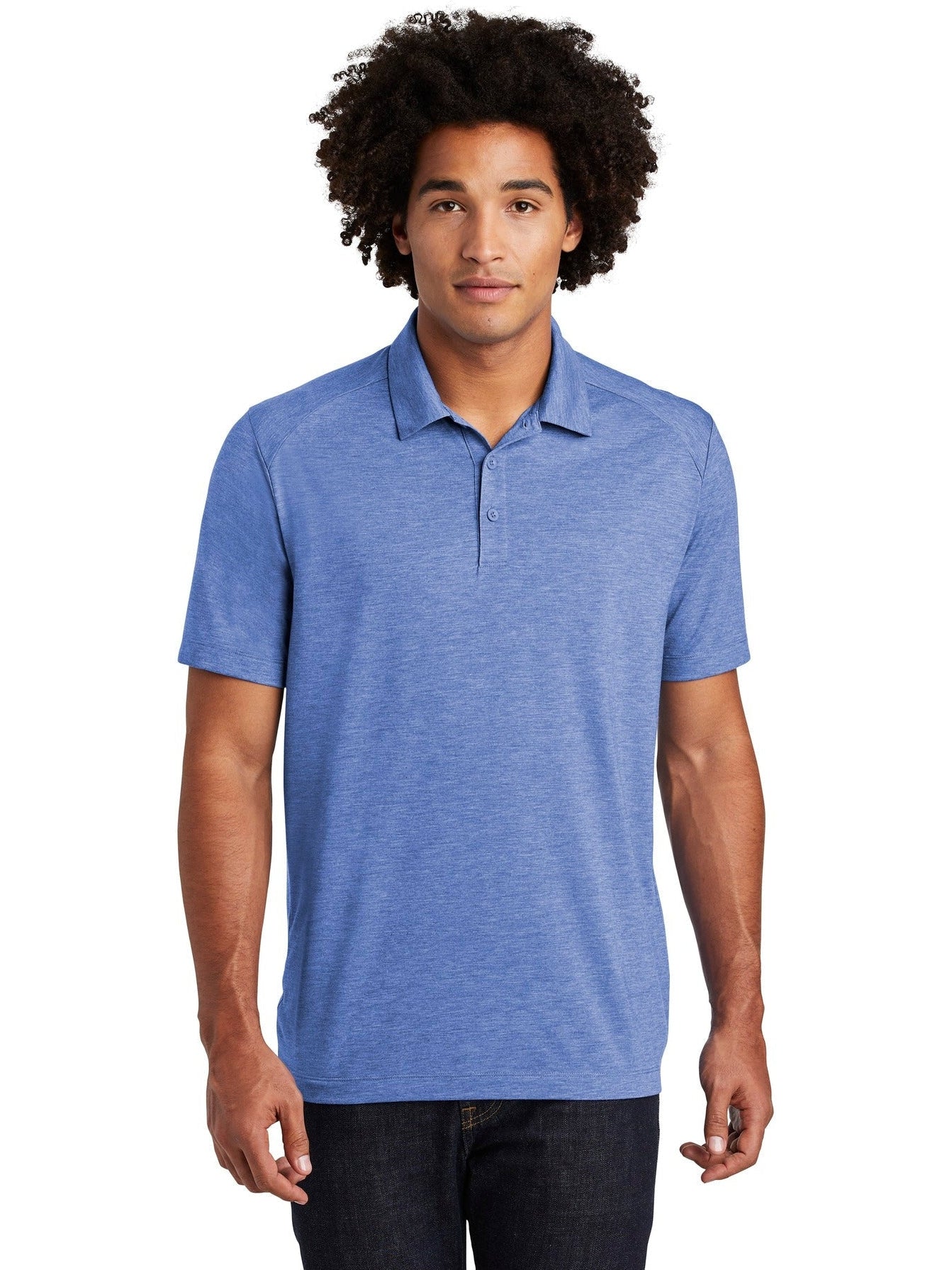 Sport-Tek PosiCharge Tri-Blend Wicking Polo-Regular-Sport-Tek-True Royal Heather-S-Thread Logic