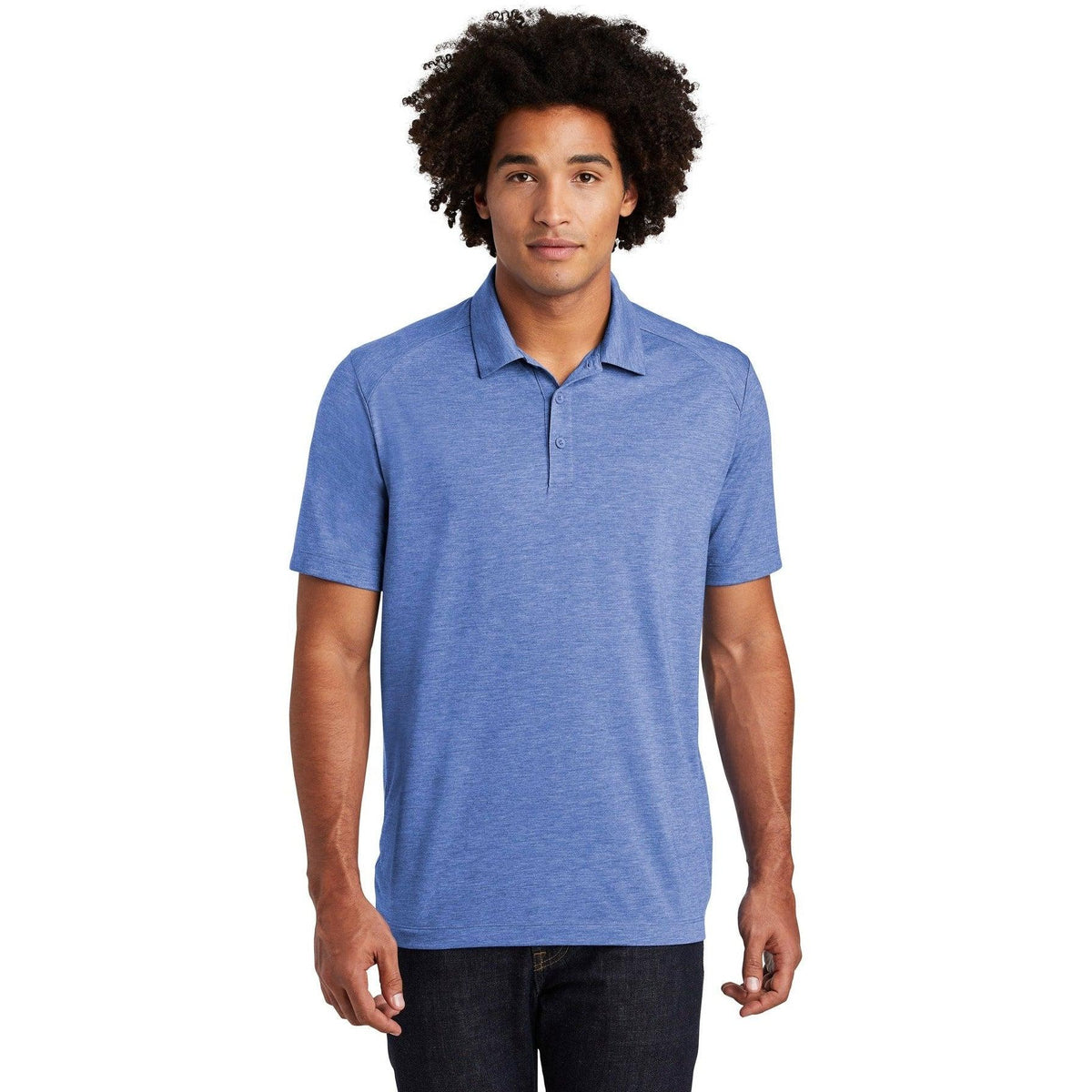 no-logo Sport-Tek PosiCharge Tri-Blend Wicking Polo-Regular-Sport-Tek-True Royal Heather-S-Thread Logic