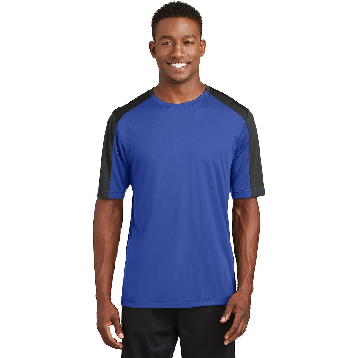 no-logo Sport-Tek Posicharge Competitor Sleeve-Blocked Tee-Regular-Sport-Tek-True Royal/Black-S-Thread Logic