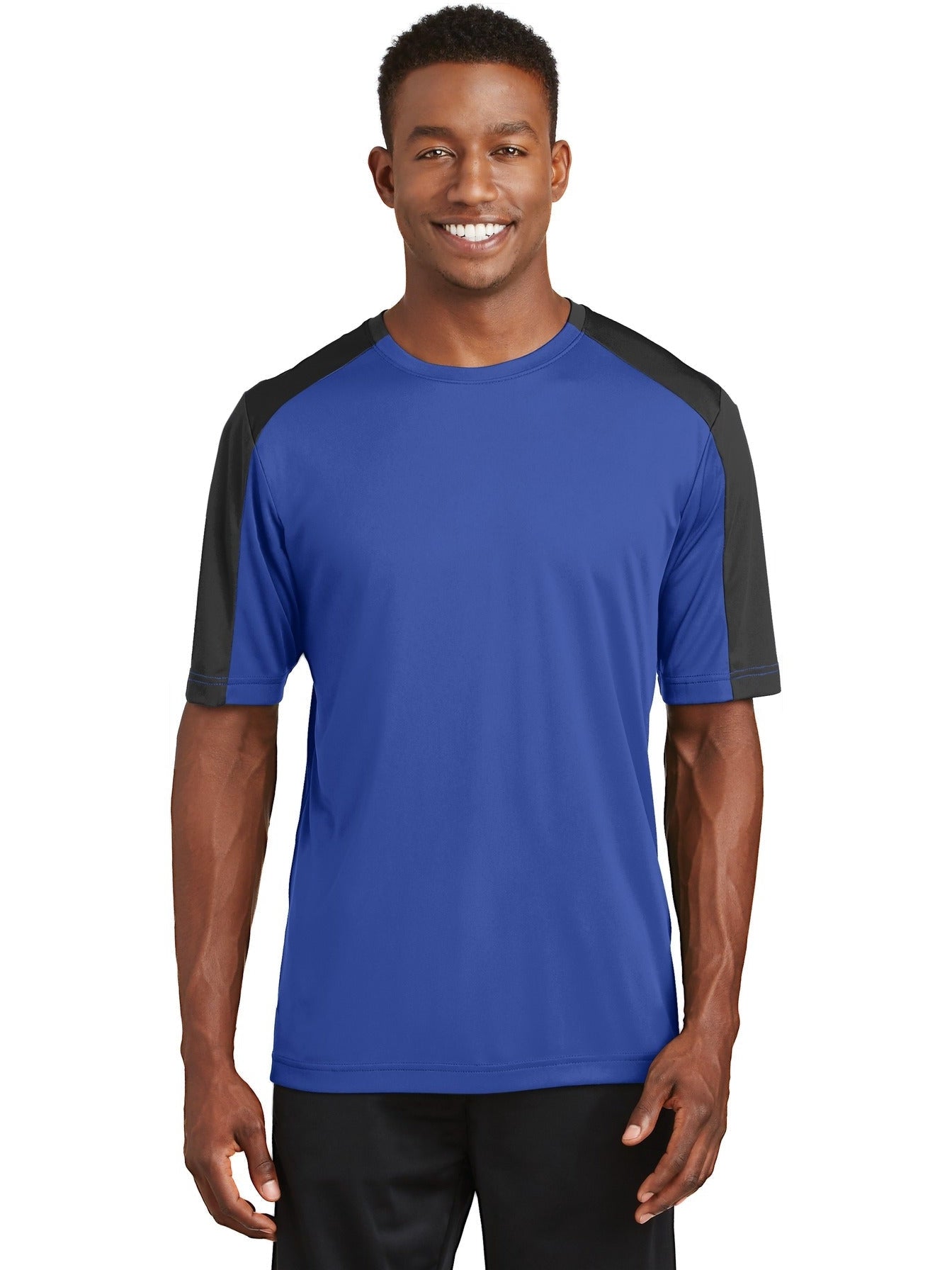 No-Logo CLOSEOUT - Sport-Tek Posicharge Competitor Sleeve-Blocked Tee-Polos-Sport-Tek-True Royal/Black-S-Thread Logic