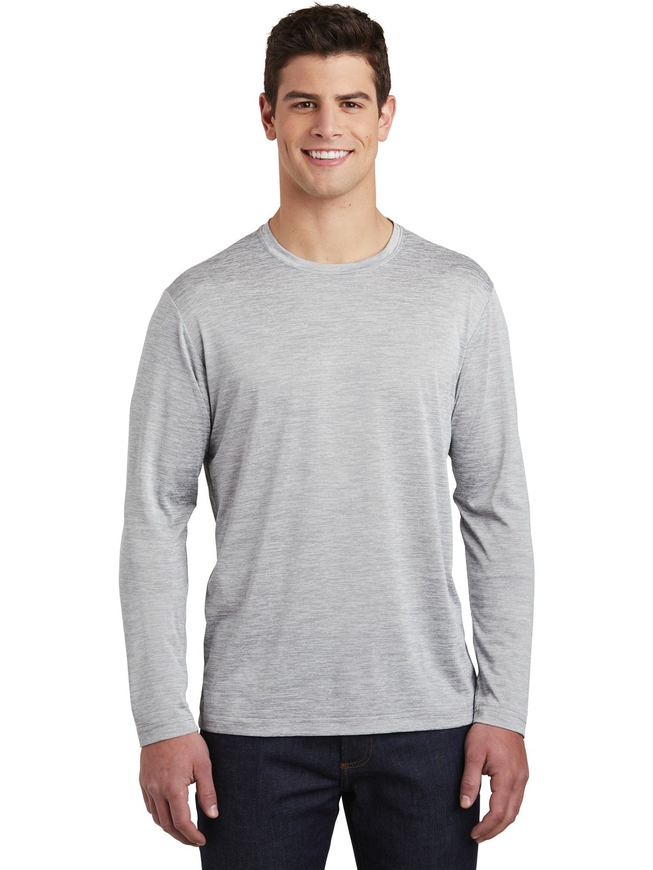 Sport-Tek Posicharge Long Sleeve Electric Heather Tee-Regular-Sport-Tek-Silver Electric-M-Thread Logic