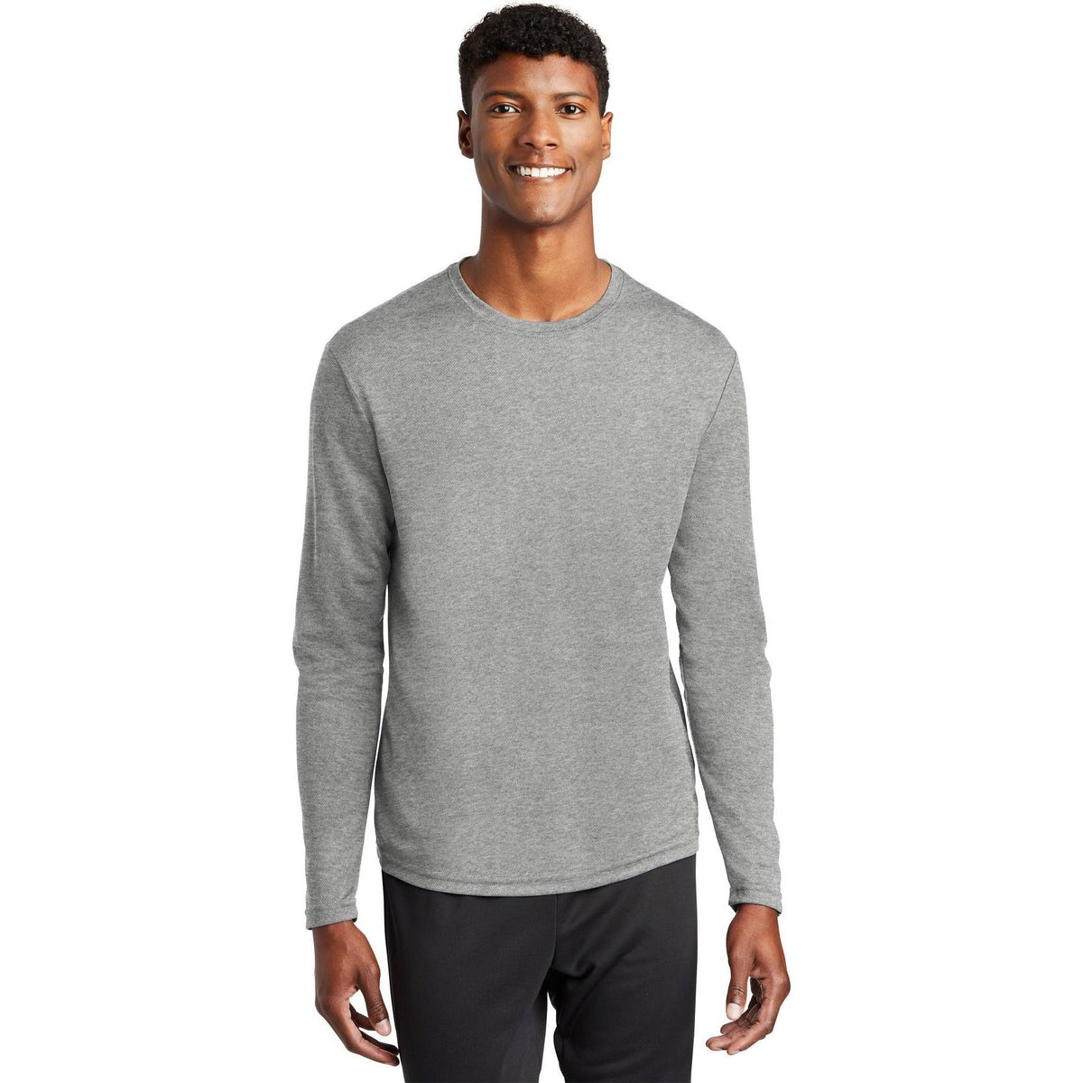 no-logo Sport-Tek Posicharge Racermesh Long Sleeve Tee-Regular-Sport-Tek-Grey Heather-S-Thread Logic