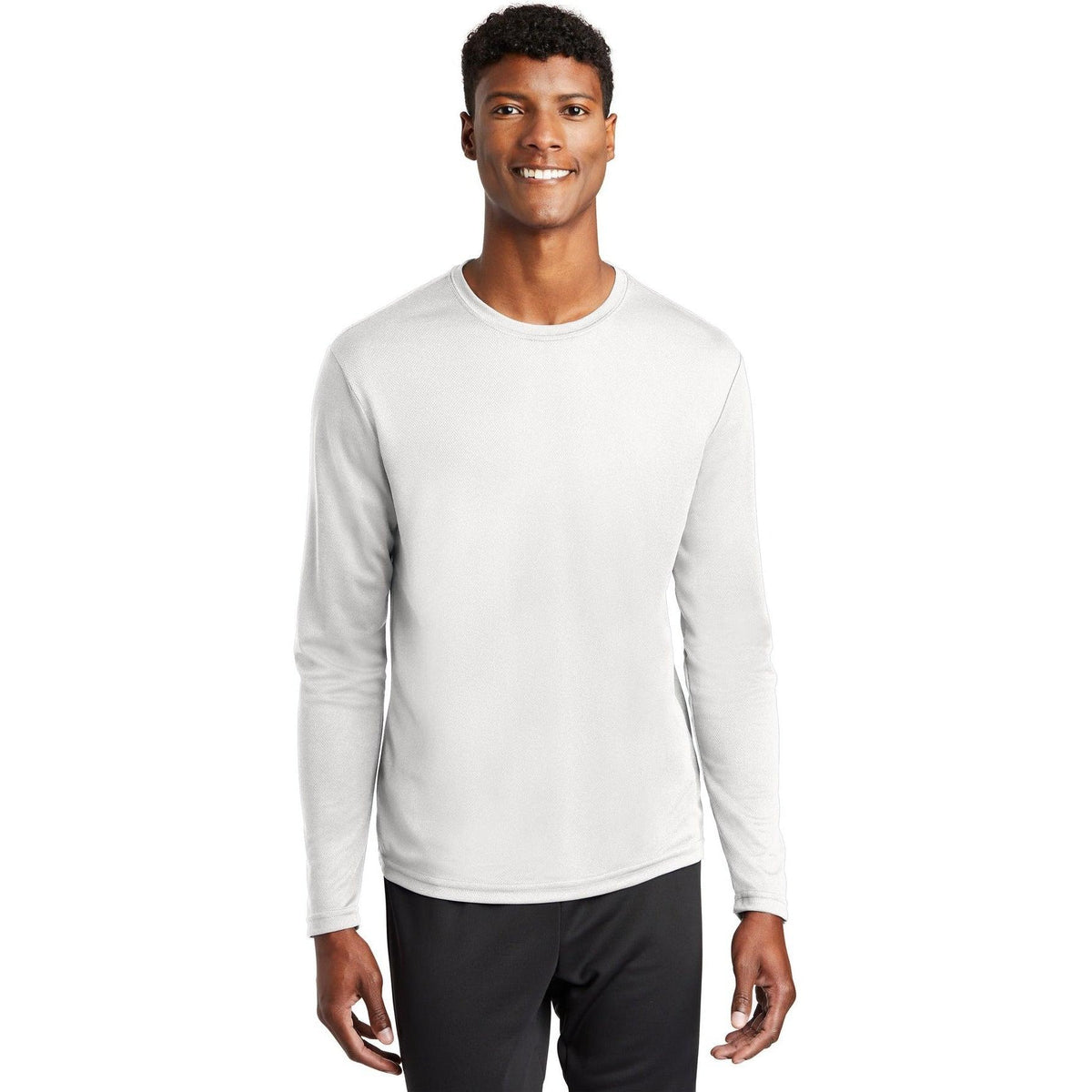 no-logo Sport-Tek Posicharge Racermesh Long Sleeve Tee-Regular-Sport-Tek-White-S-Thread Logic