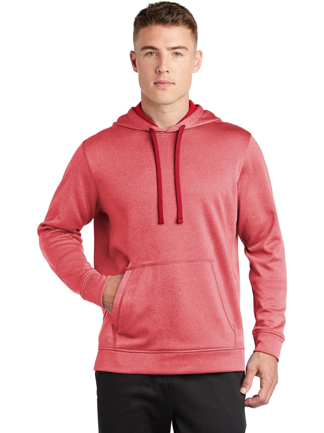 Sport-Tek Posicharge Sport-Wick Heather Fleece Hooded Pullover-Regular-Sport-Tek-Deep Red Heather-S-Thread Logic