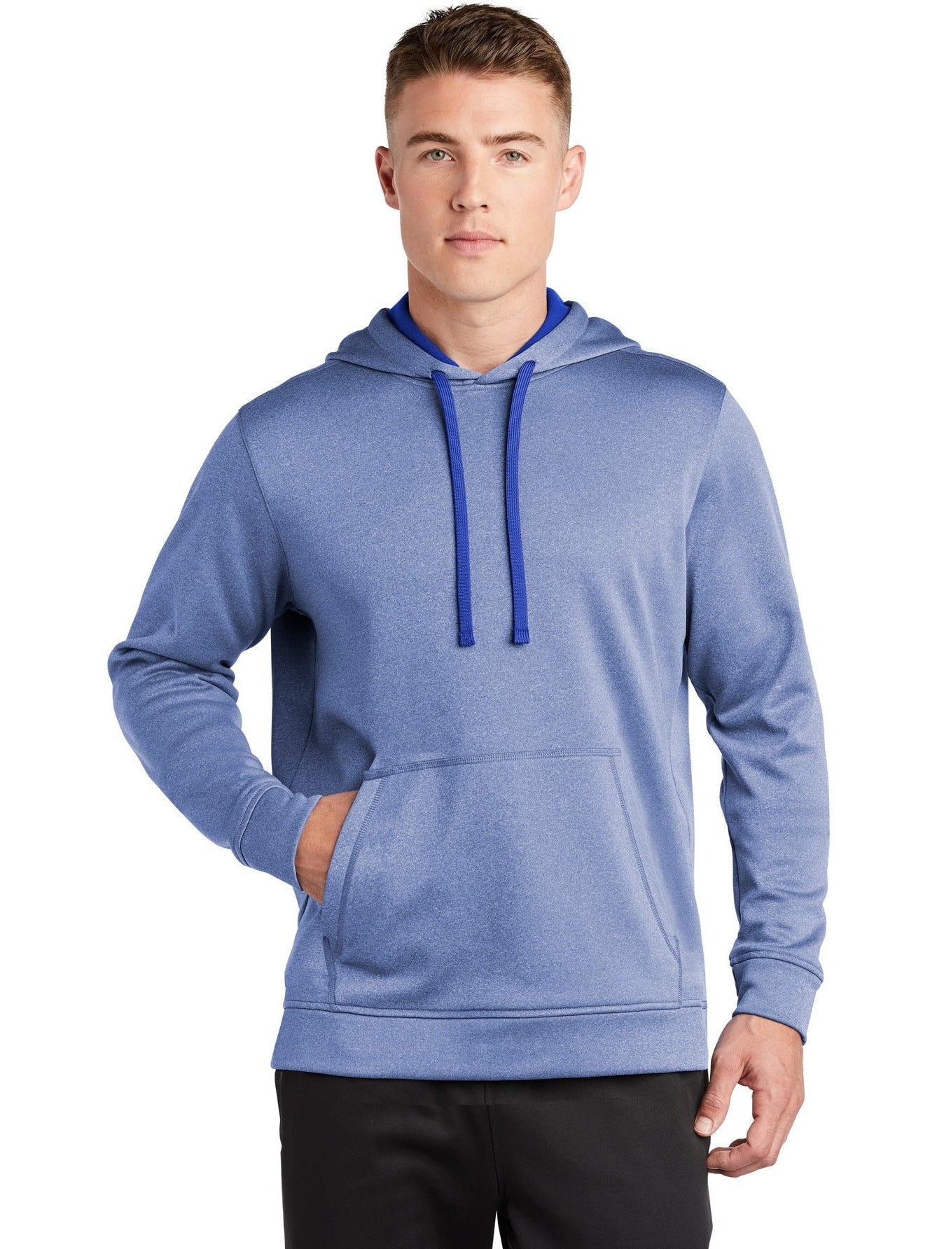 Sport-Tek Posicharge Sport-Wick Heather Fleece Hooded Pullover-Regular-Sport-Tek-True Royal Heather-S-Thread Logic