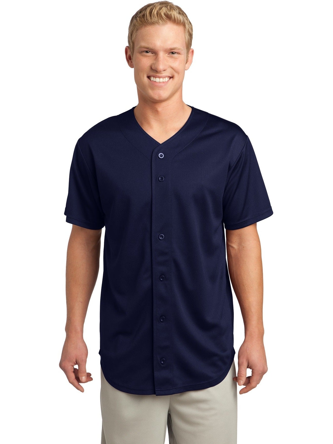 Sport-Tek Posicharge Tough Mesh Full-Button Jersey-Regular-Sport-Tek-True Navy-S-Thread Logic