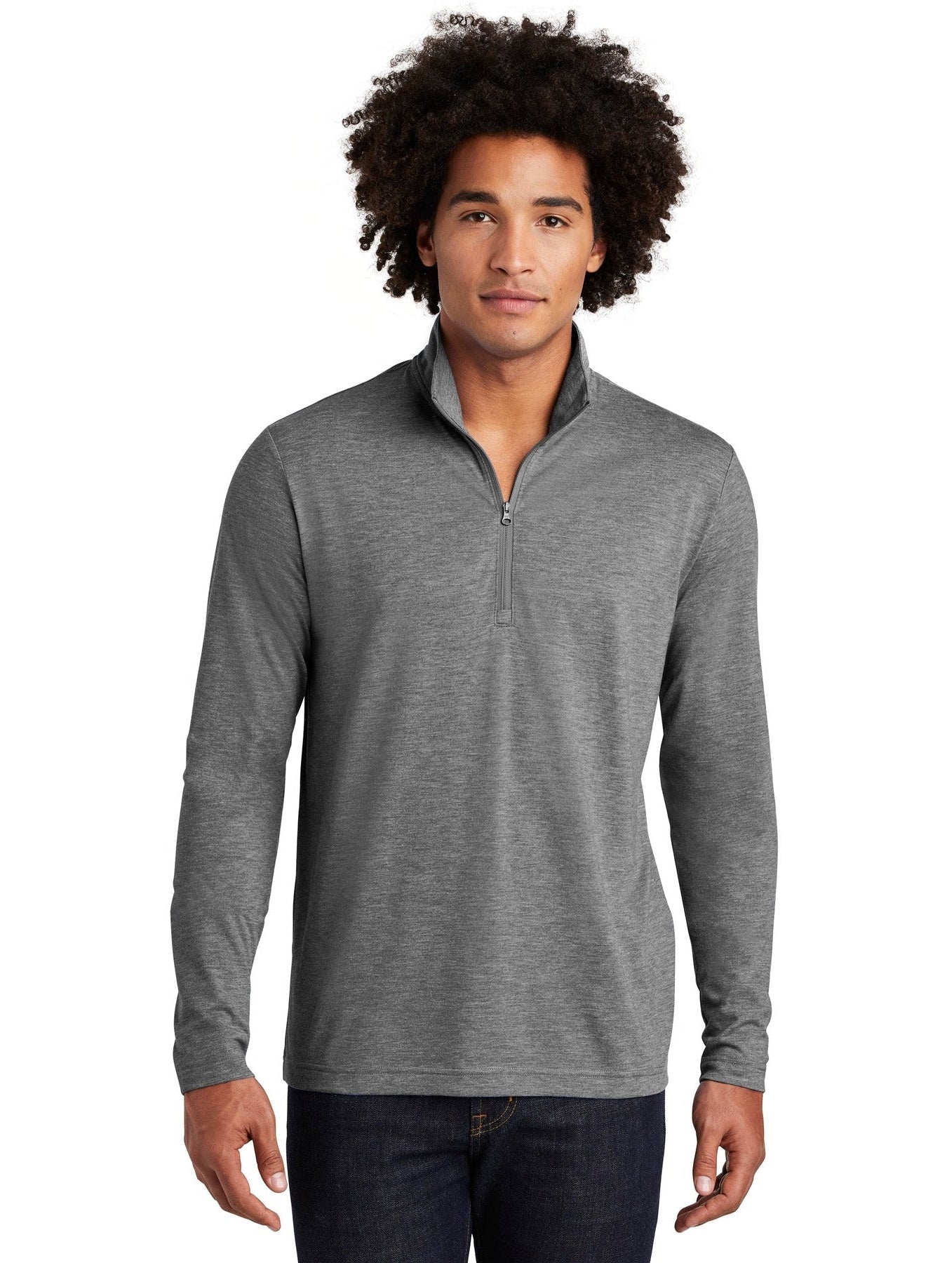 Sport-Tek Posicharge Tri-Blend Wicking 1/4-Zip Pullover-Regular-Sport-Tek-Dark Grey Heather-S-Thread Logic