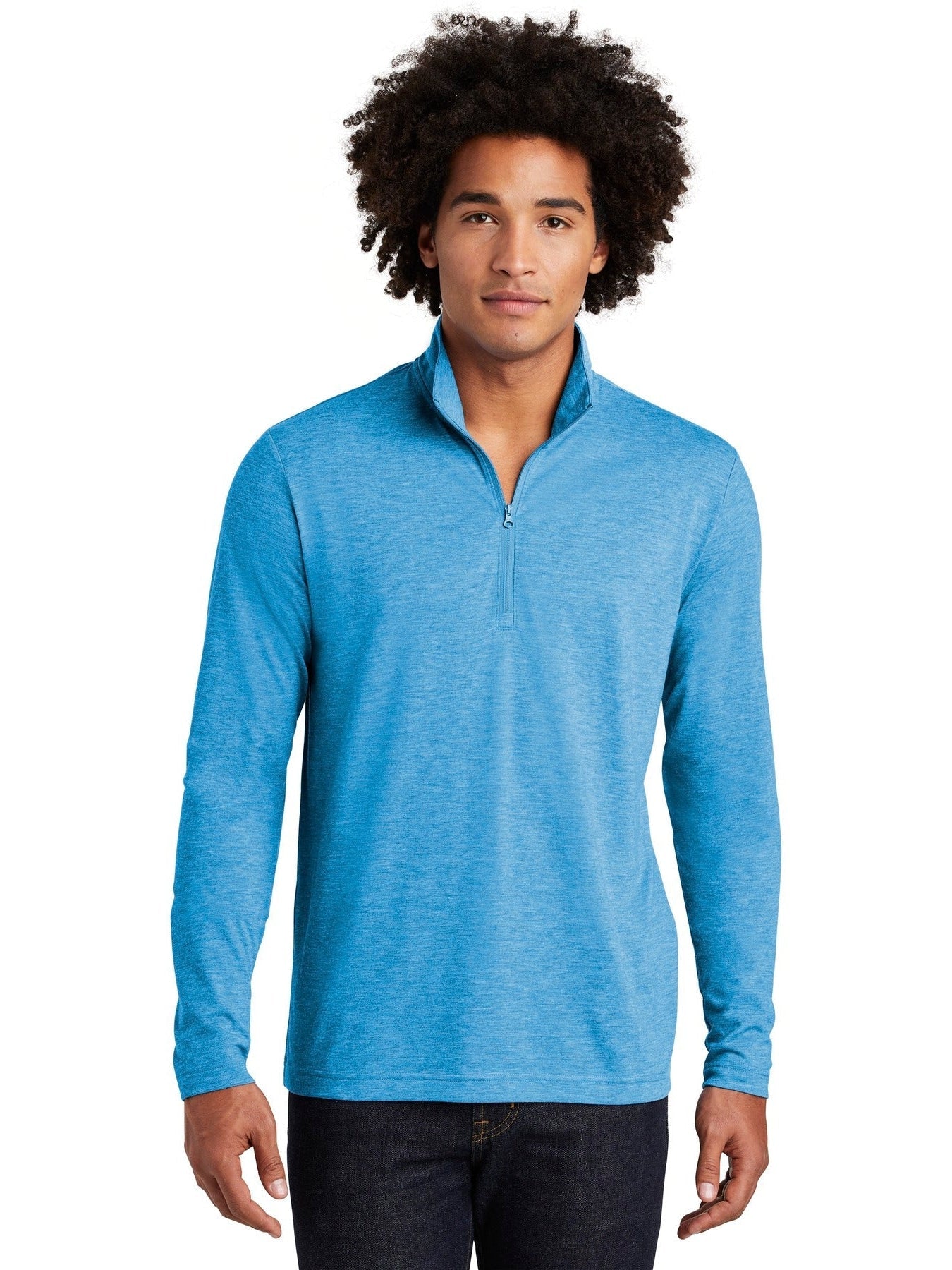 Sport-Tek Posicharge Tri-Blend Wicking 1/4-Zip Pullover-Regular-Sport-Tek-Pond Blue Heather-S-Thread Logic