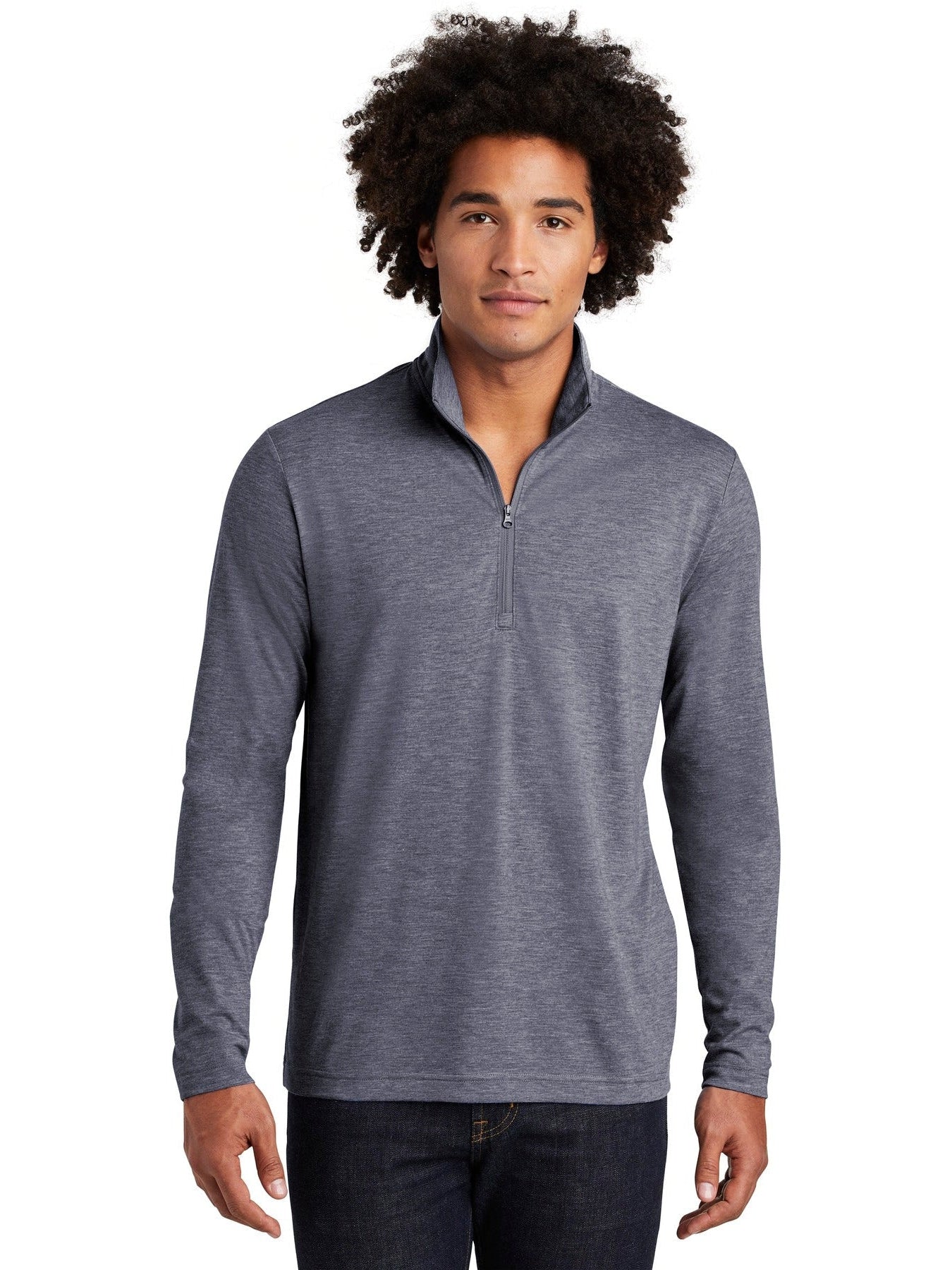 Sport-Tek Posicharge Tri-Blend Wicking 1/4-Zip Pullover-Regular-Sport-Tek-True Navy Heather-S-Thread Logic