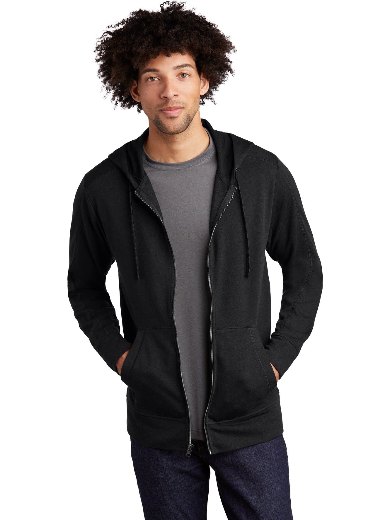 Sport-Tek Posicharge Tri-Blend Wicking Fleece Full-Zip Hooded Jacket-Regular-Sport-Tek-Black Triad Solid-S-Thread Logic