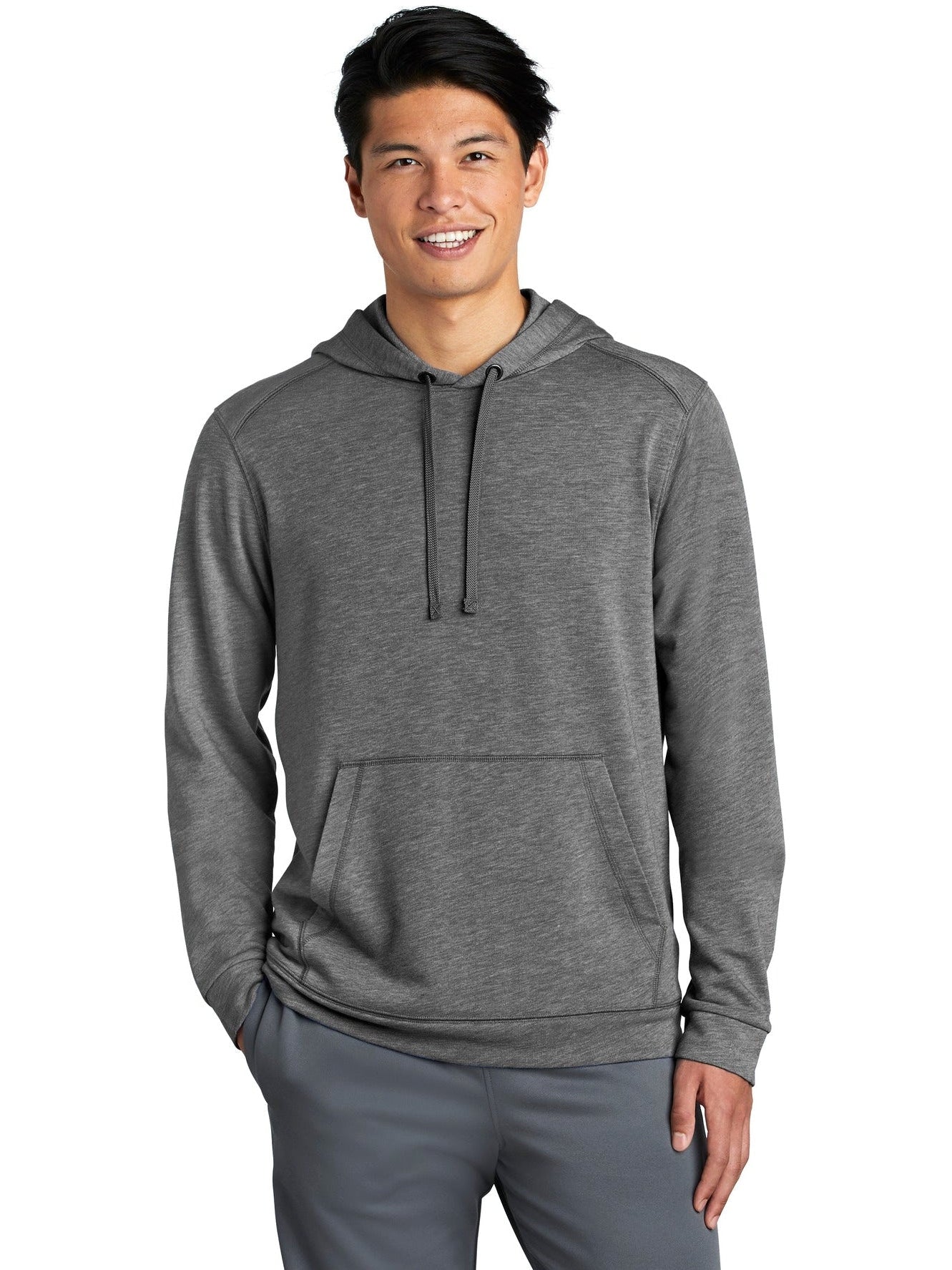 Sport-Tek Posicharge Tri-Blend Wicking Fleece Hooded Pullover-Regular-Sport-Tek-Dark Grey Heather-S-Thread Logic