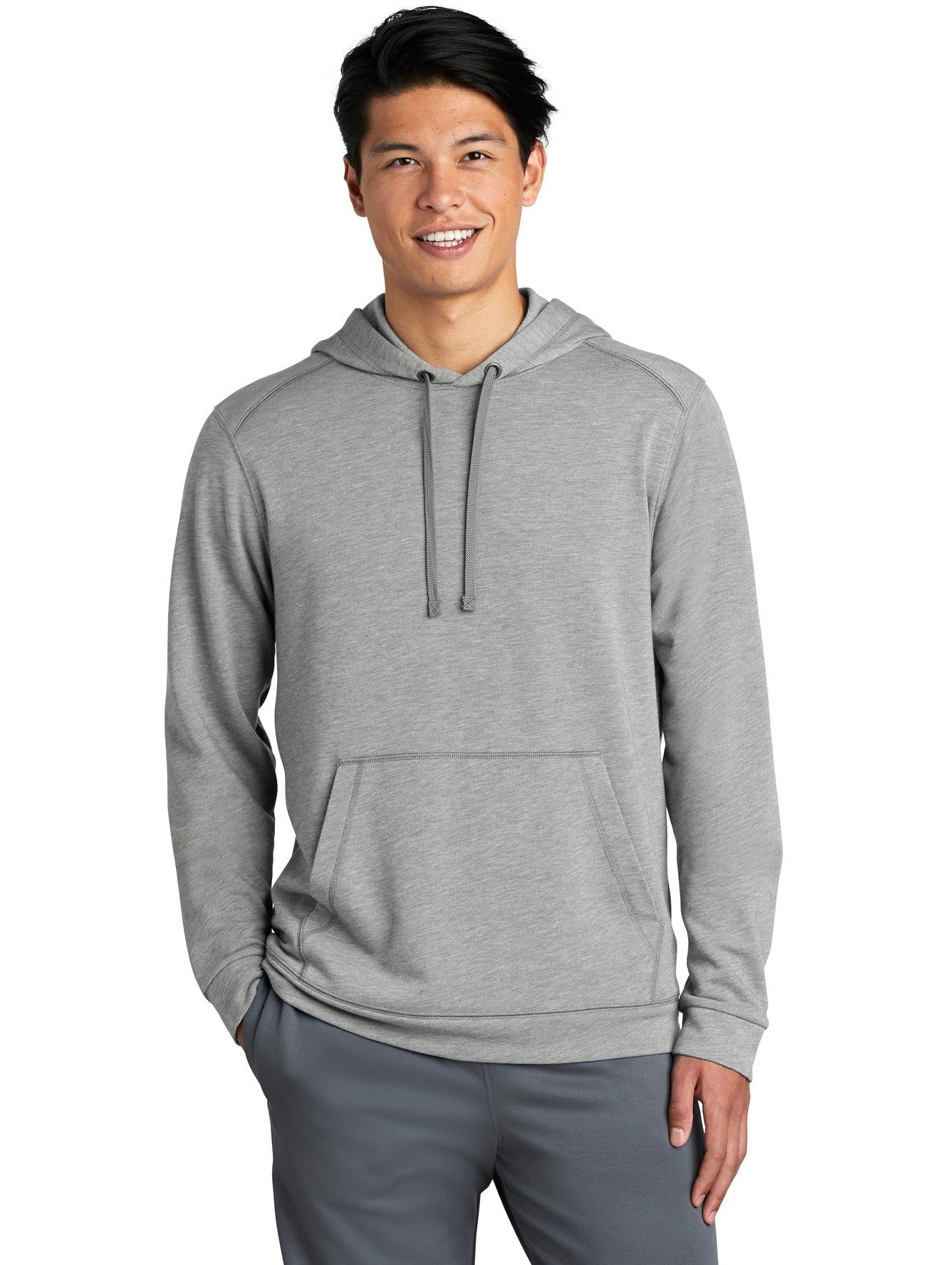 Sport-Tek Posicharge Tri-Blend Wicking Fleece Hooded Pullover-Regular-Sport-Tek-Light Grey Heather-S-Thread Logic