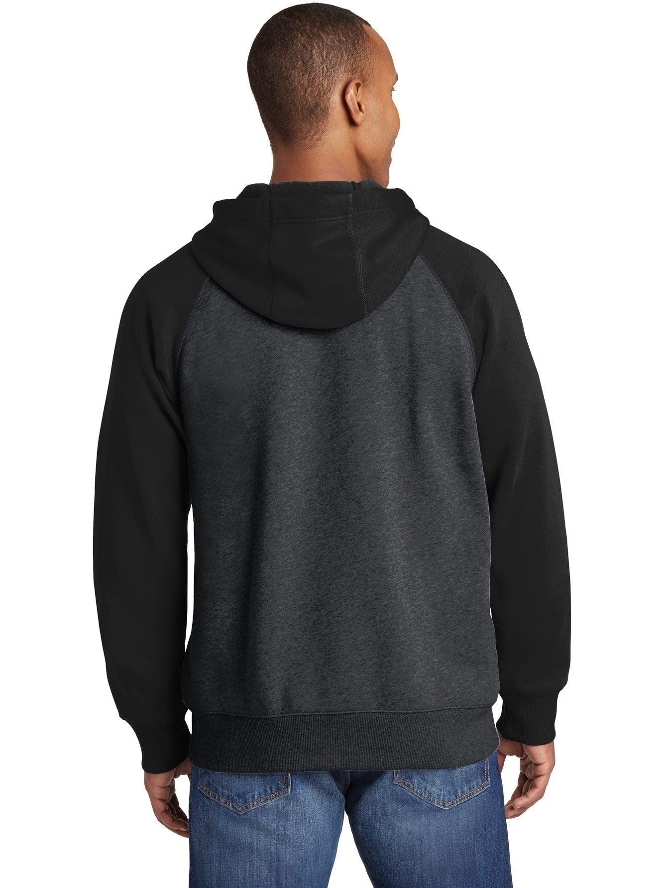 no-logo Sport-Tek Raglan Colorblock Full-Zip Hooded Fleece Jacket-Regular-Sport-Tek-Thread Logic