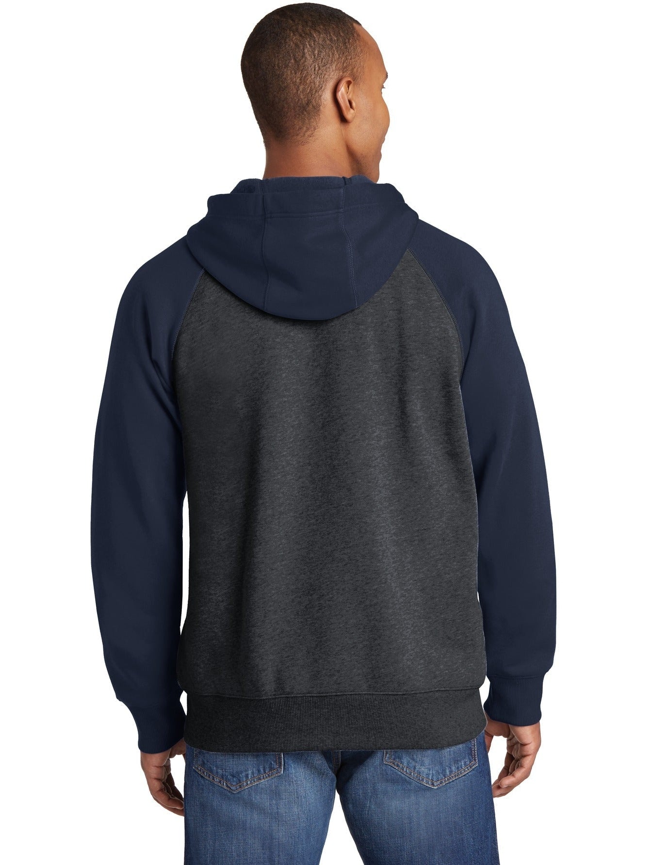 no-logo Sport-Tek Raglan Colorblock Full-Zip Hooded Fleece Jacket-Regular-Sport-Tek-Thread Logic