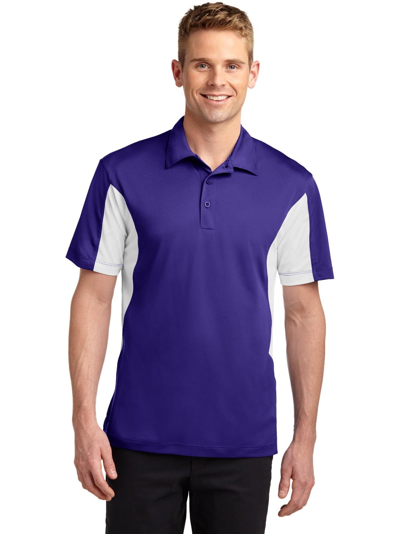 Sport-Tek Side Blocked Micropique Polo Shirt-Regular-Sport-Tek-Purple/White-S-Thread Logic