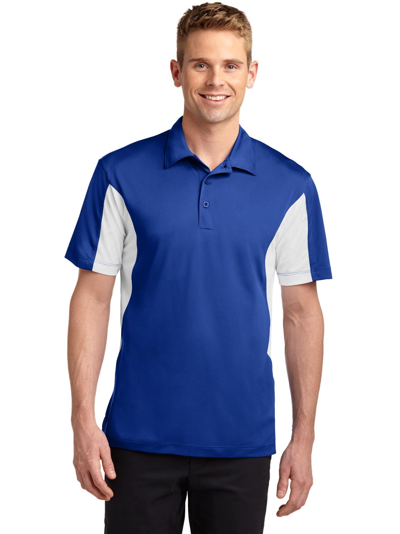 Sport-Tek Side Blocked Micropique Polo Shirt-Regular-Sport-Tek-True Royal/White-S-Thread Logic