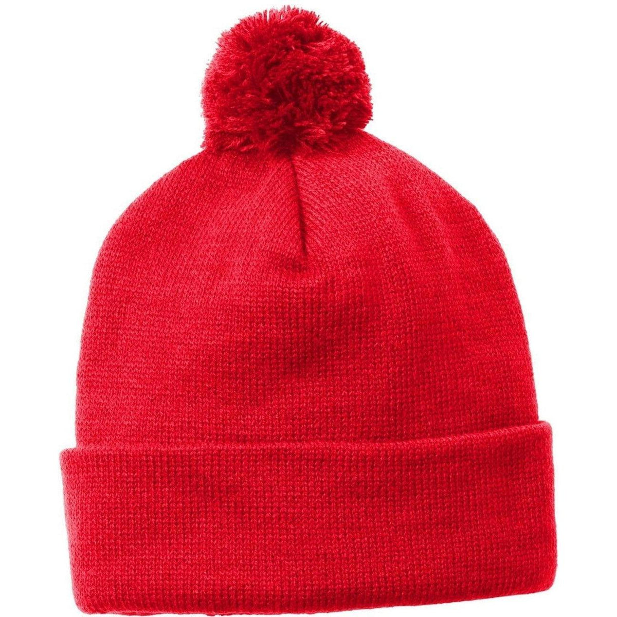 no-logo Sport-Tek Solid Pom Pom Beanie
