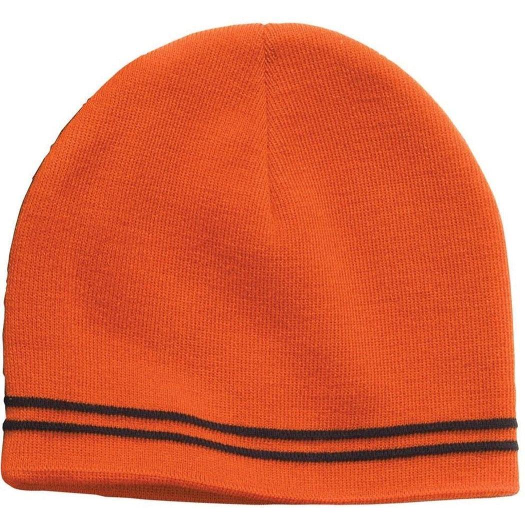 no-logo Sport-Tek Spectator Beanie-Headwear-Sport-Tek-Deep Orange/Black-OSFA-Thread Logic