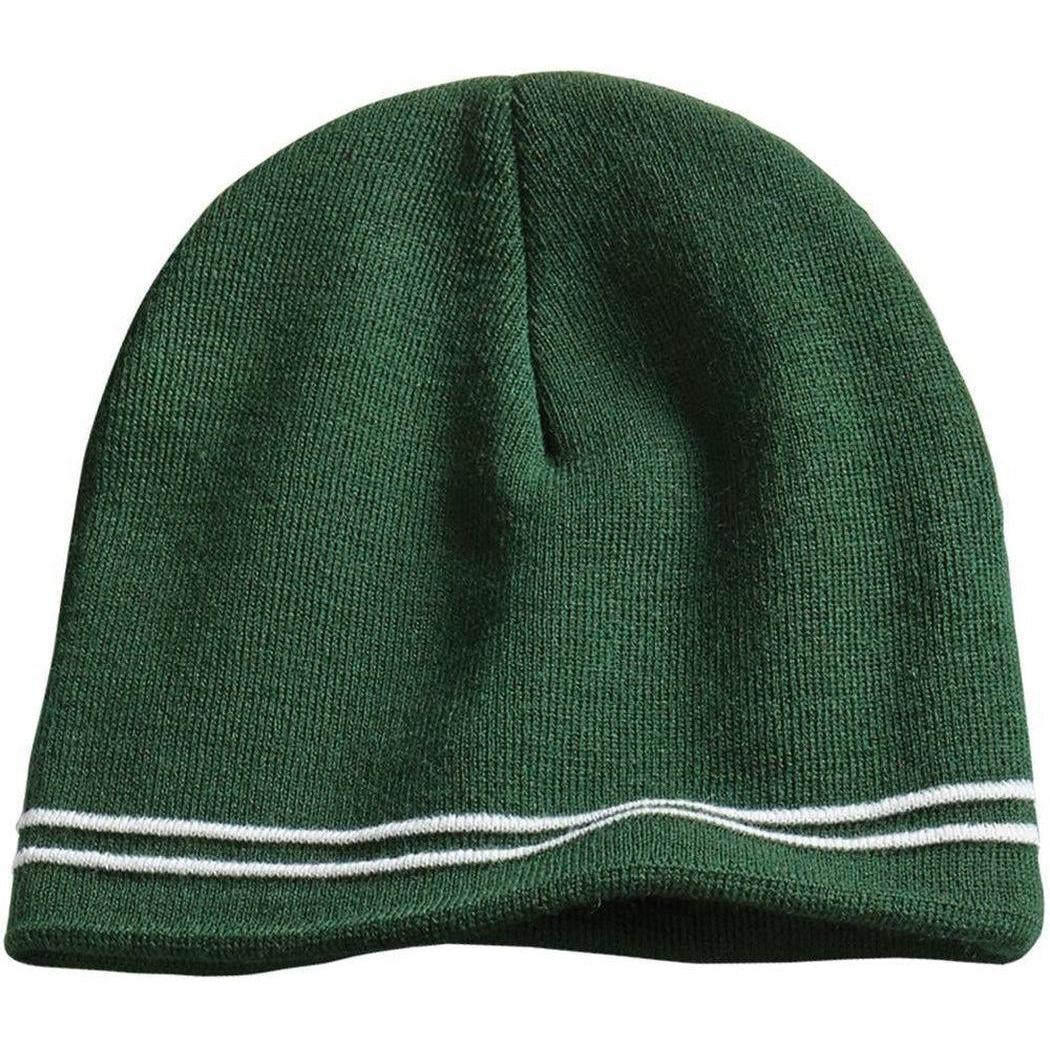 no-logo Sport-Tek Spectator Beanie-Headwear-Sport-Tek-Forest Green/White-OSFA-Thread Logic