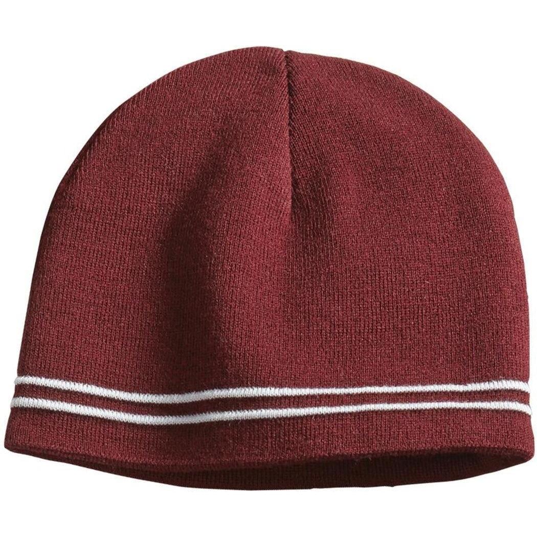 no-logo Sport-Tek Spectator Beanie-Headwear-Sport-Tek-Maroon/White-OSFA-Thread Logic