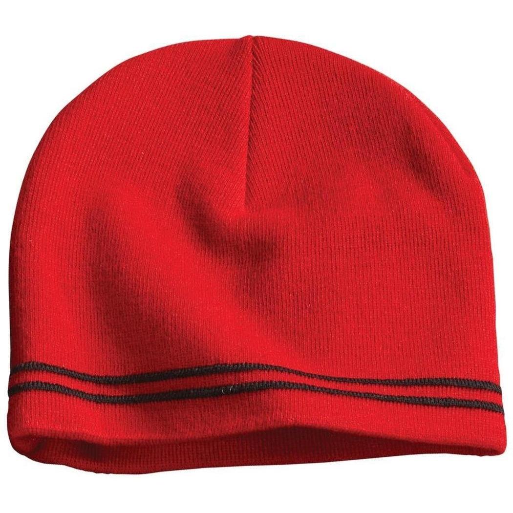 no-logo Sport-Tek Spectator Beanie-Headwear-Sport-Tek-True Red/Black-OSFA-Thread Logic