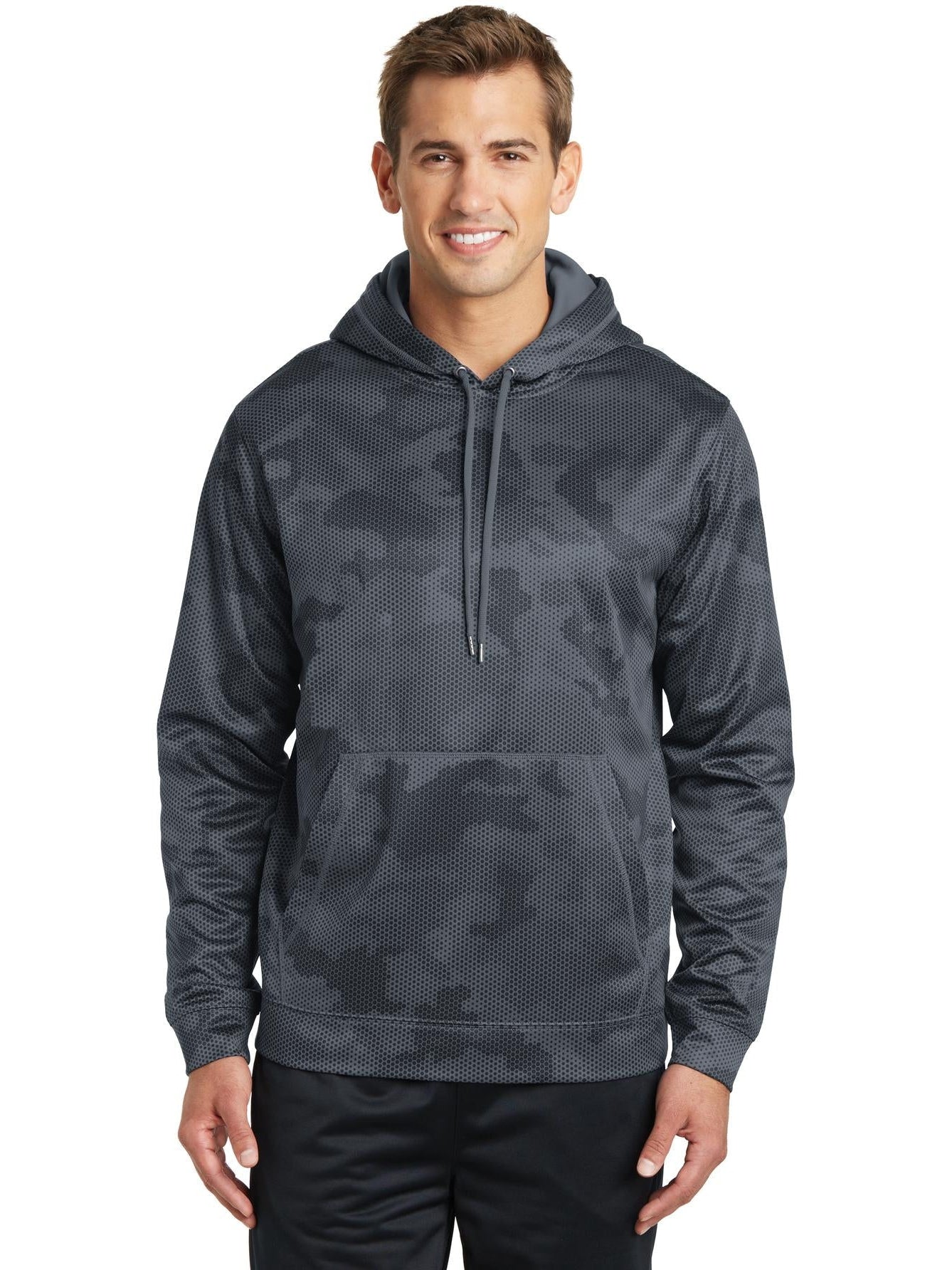 Sport-Tek Sport-Wick Camohex Fleece Hooded Pullover-Regular-Sport-Tek-Dark Smoke Grey-S-Thread Logic