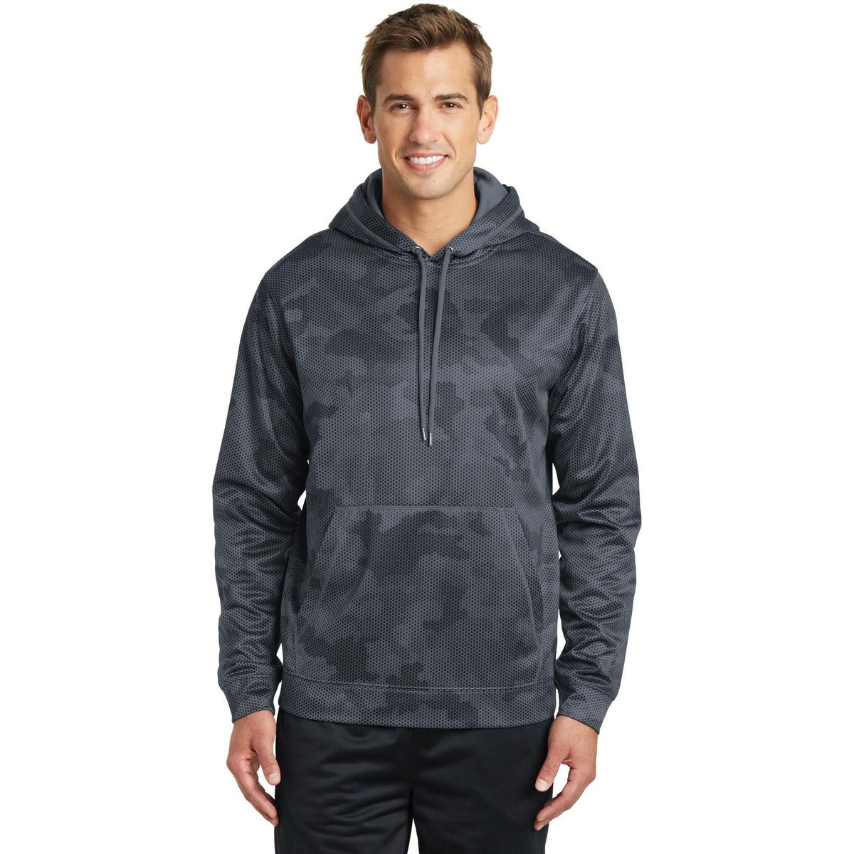 no-logo Sport-Tek Sport-Wick Camohex Fleece Hooded Pullover-Regular-Sport-Tek-Dark Smoke Grey-S-Thread Logic
