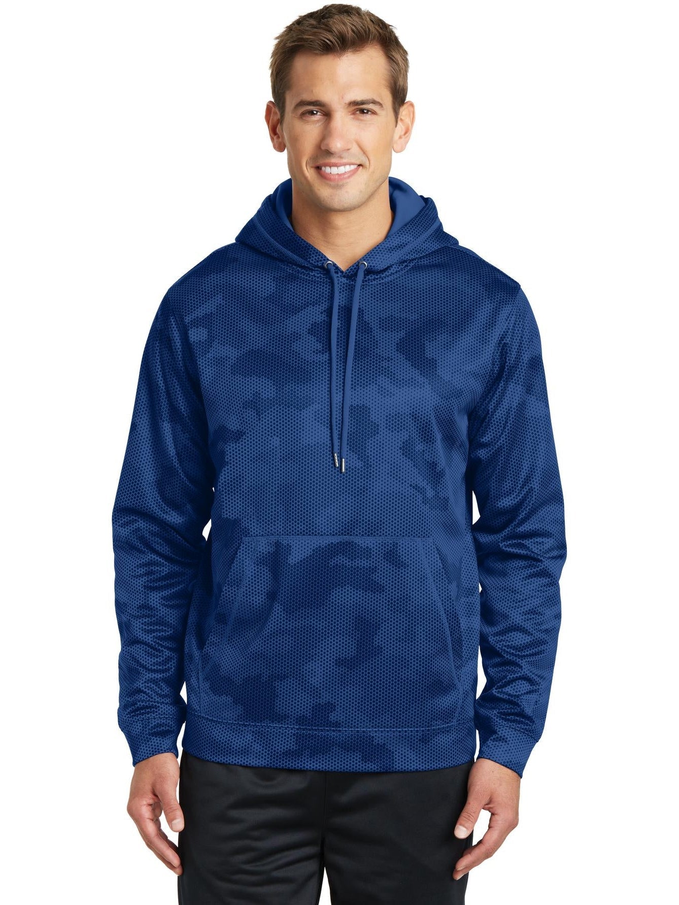 Sport-Tek Sport-Wick Camohex Fleece Hooded Pullover-Regular-Sport-Tek-True Royal-S-Thread Logic