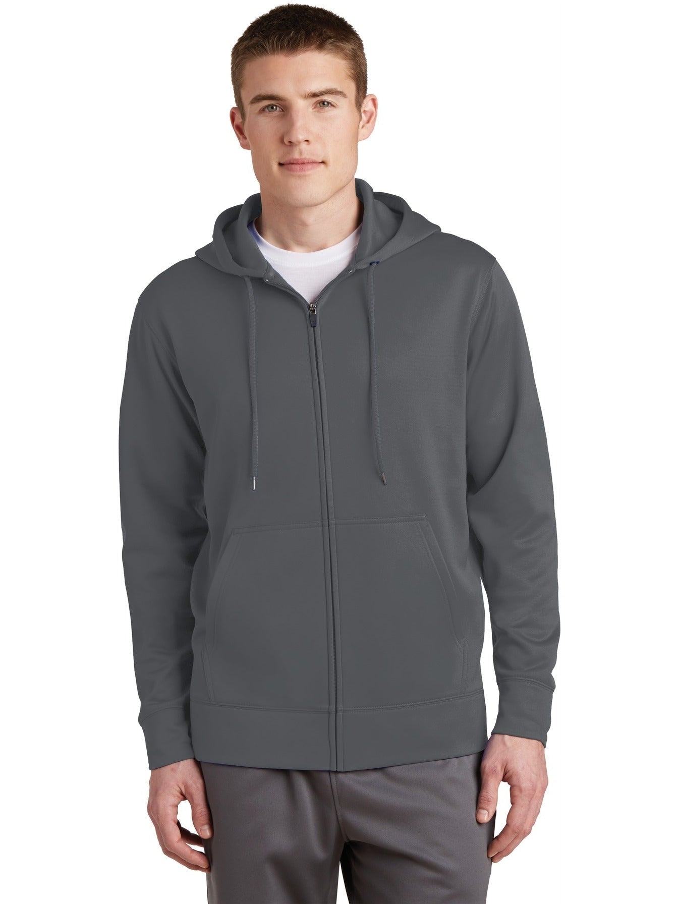 Sport-Tek Sport-Wick Fleece Full-Zip Hooded Jacket-Regular-Sport-Tek-Dark Smoke Grey-S-Thread Logic