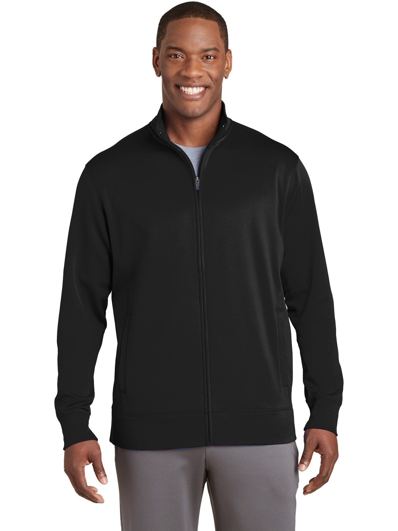 Sport-Tek Sport-Wick Fleece Full-Zip Jacket-Regular-Sport-Tek-Black-S-Thread Logic