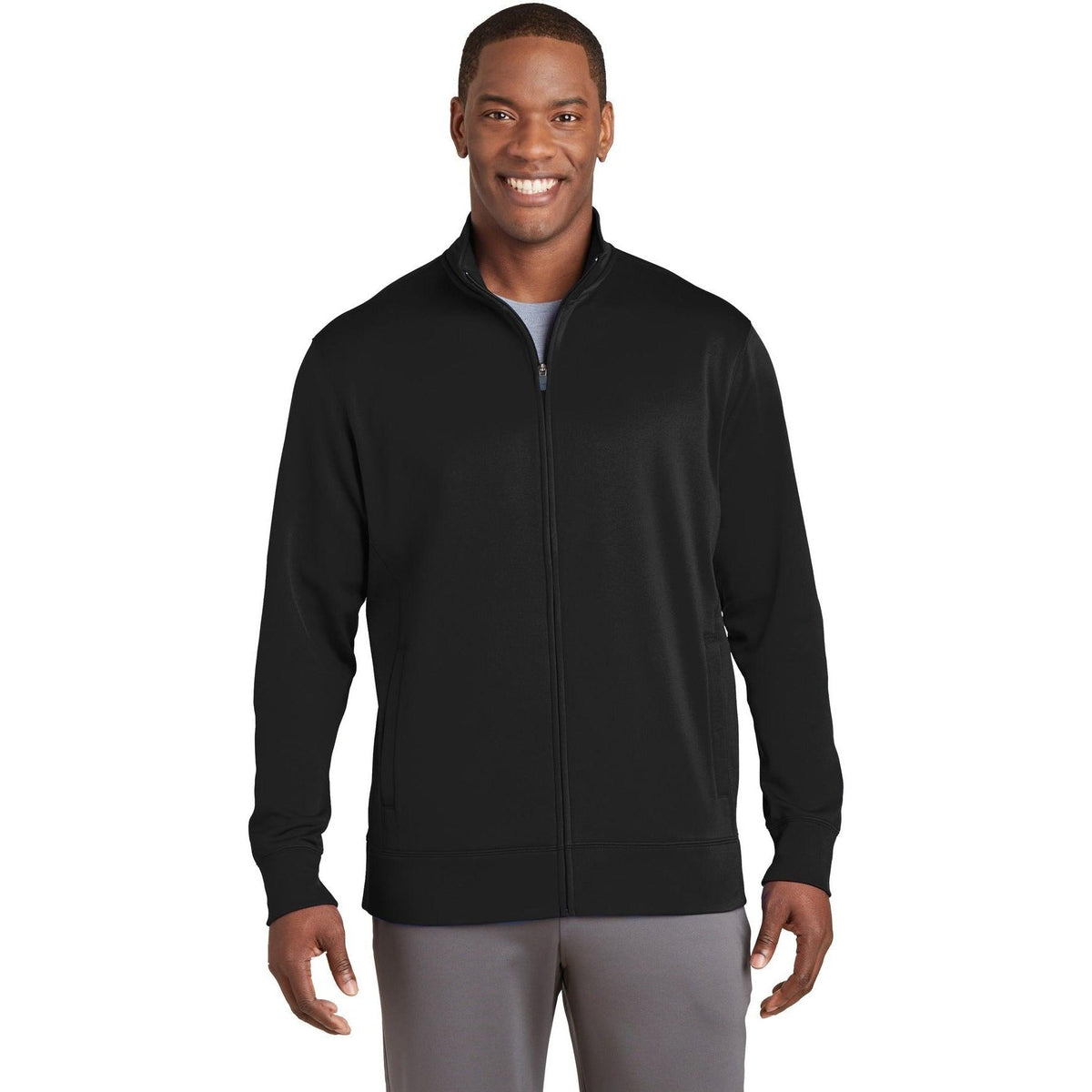 no-logo Sport-Tek Sport-Wick Fleece Full-Zip Jacket-Regular-Sport-Tek-Black-S-Thread Logic