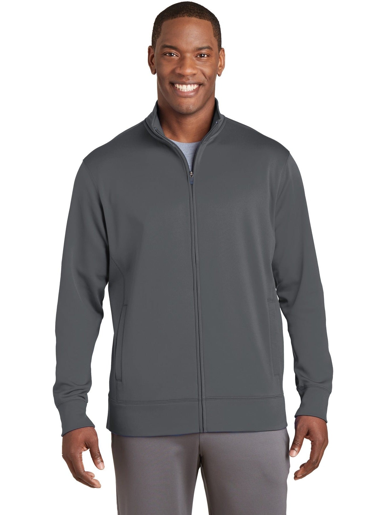 Sport-Tek Sport-Wick Fleece Full-Zip Jacket-Regular-Sport-Tek-Dark Smoke Grey-S-Thread Logic